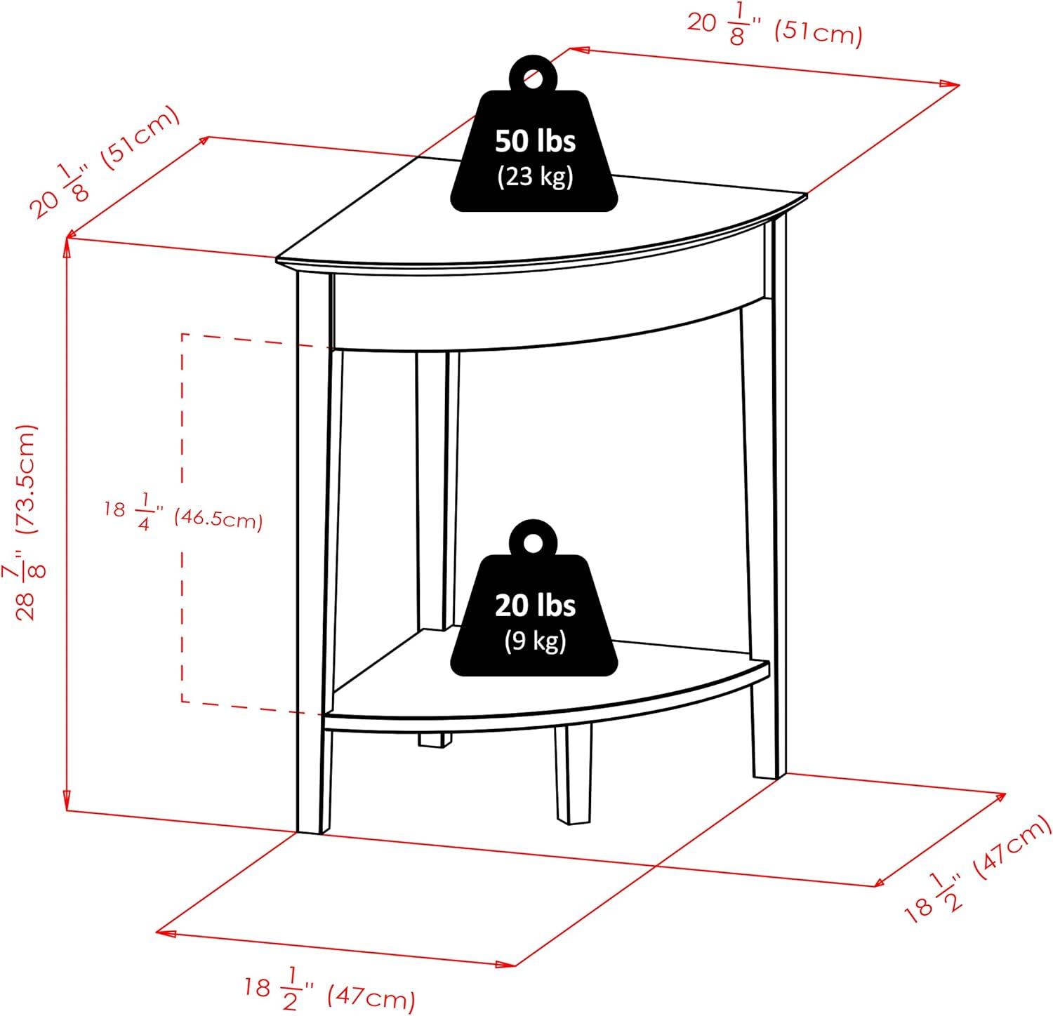 Studio Corner Table Honey - Winsome: Rounded Accent, Shelf Storage, Wood Construction