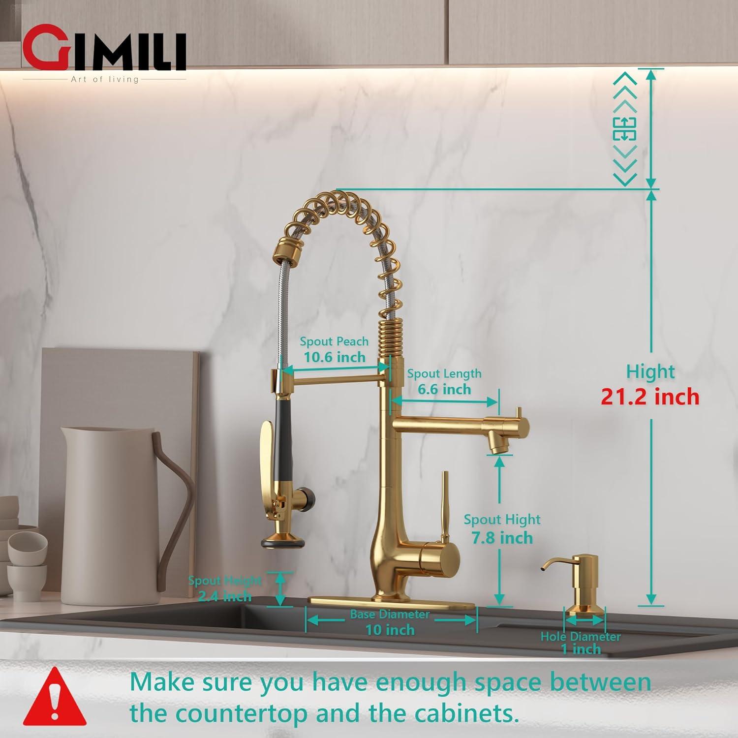 Brass Commercial Pull-Down Sprayer Kitchen Faucet 2 Handle With Locking Buckle And Soap Dispenser