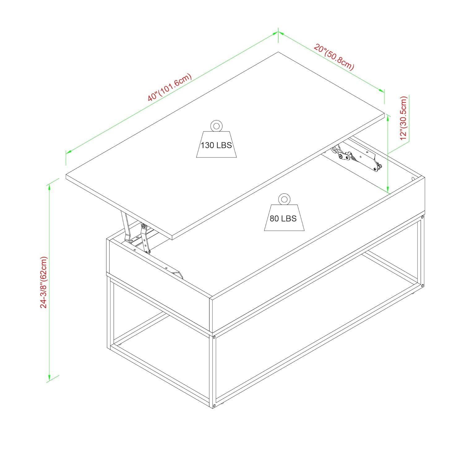 Walker Edison Modern Wood and Metal Lift-Top Coffee Table, English Oak
