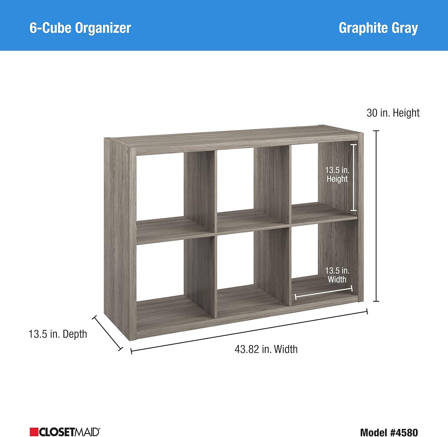 ClosetMaid 6 Cube Organizer Shelf in Graphite Gray Finish - ClosetMaid