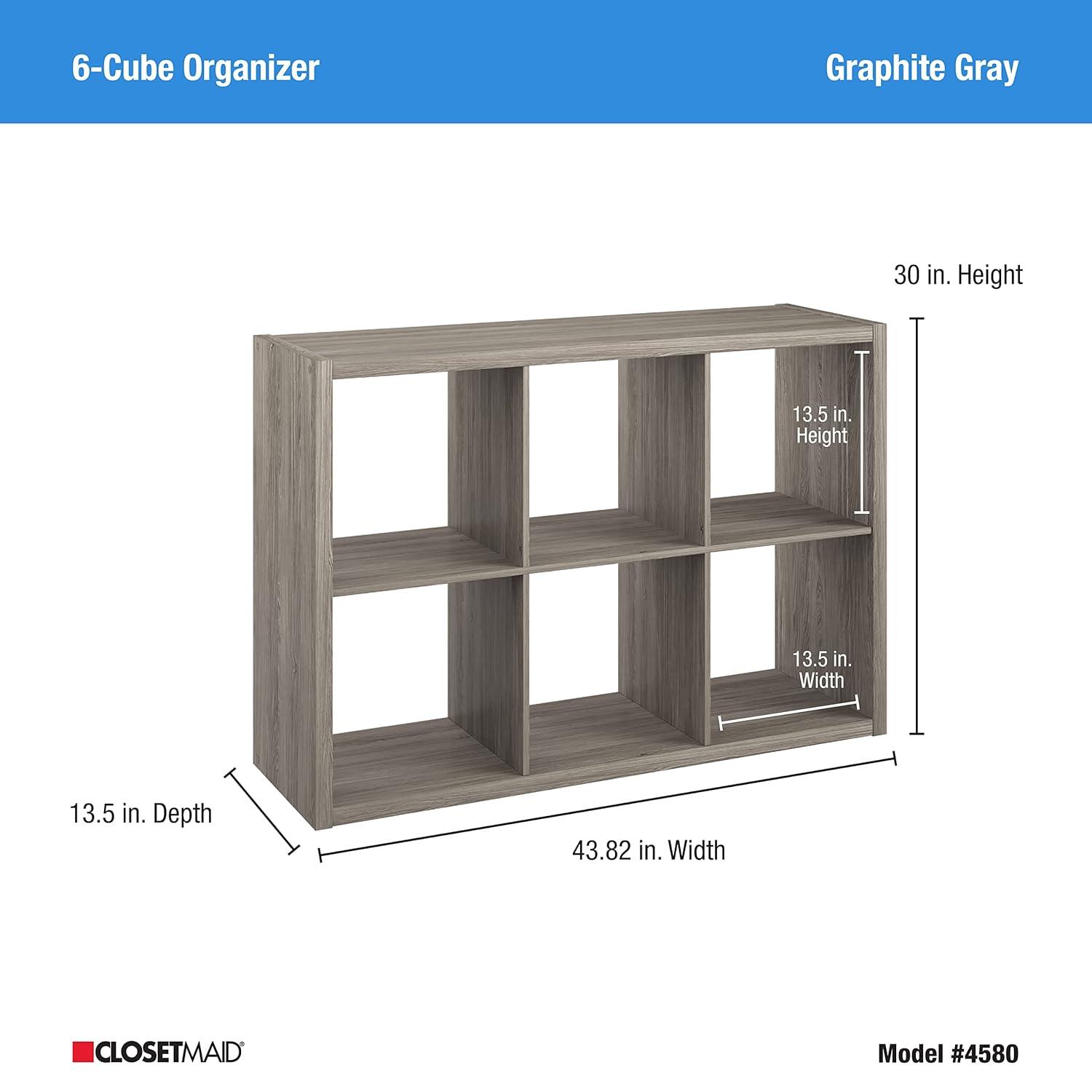 ClosetMaid 6 Cube Organizer Shelf in Graphite Gray Finish - ClosetMaid
