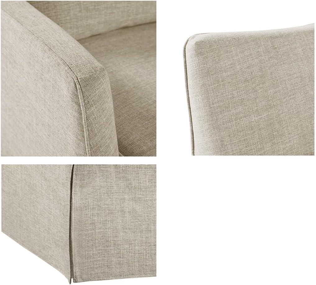 Martha Stewart London Upholstered Skirted Swivel Armchair with Lumbar Pillow