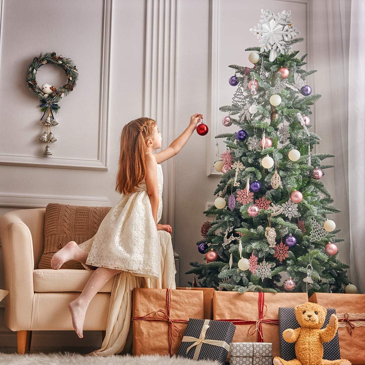 Silver LED Snowflake Christmas Tree Topper with Projector