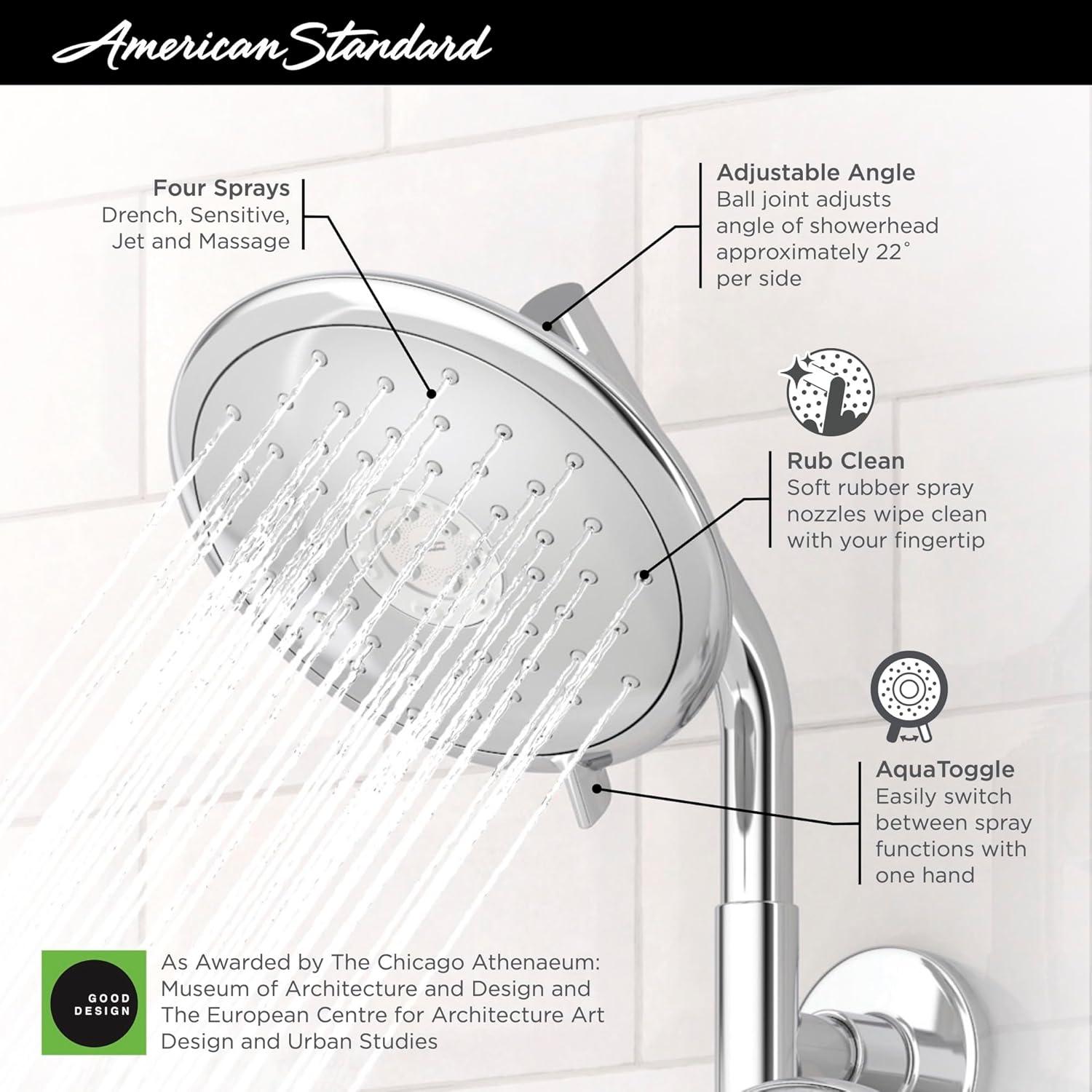 American Standard Spectra+ Fixed 4-Function Showerhead 1.8 GPM in Brushed Nickel