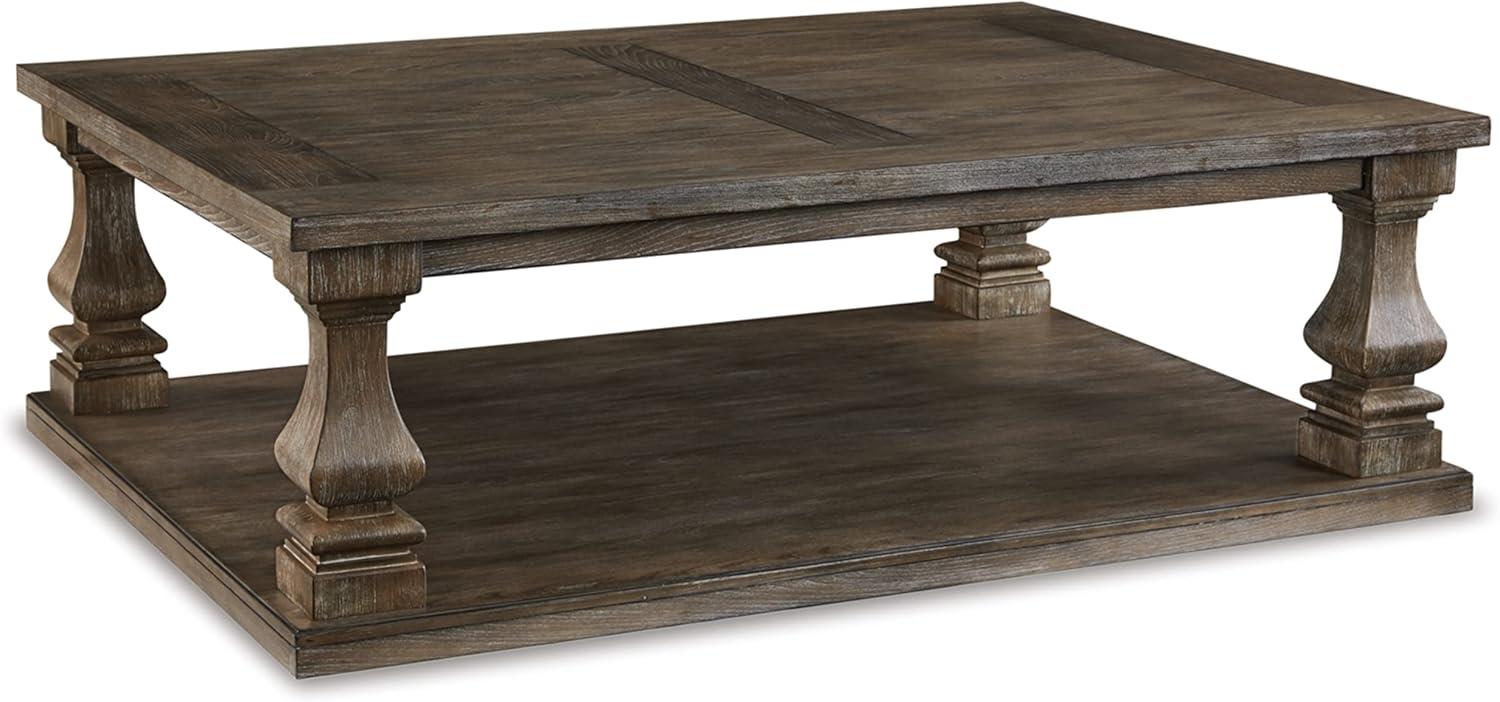 Gray Elm Veneer Rectangular Coffee Table with Shelf