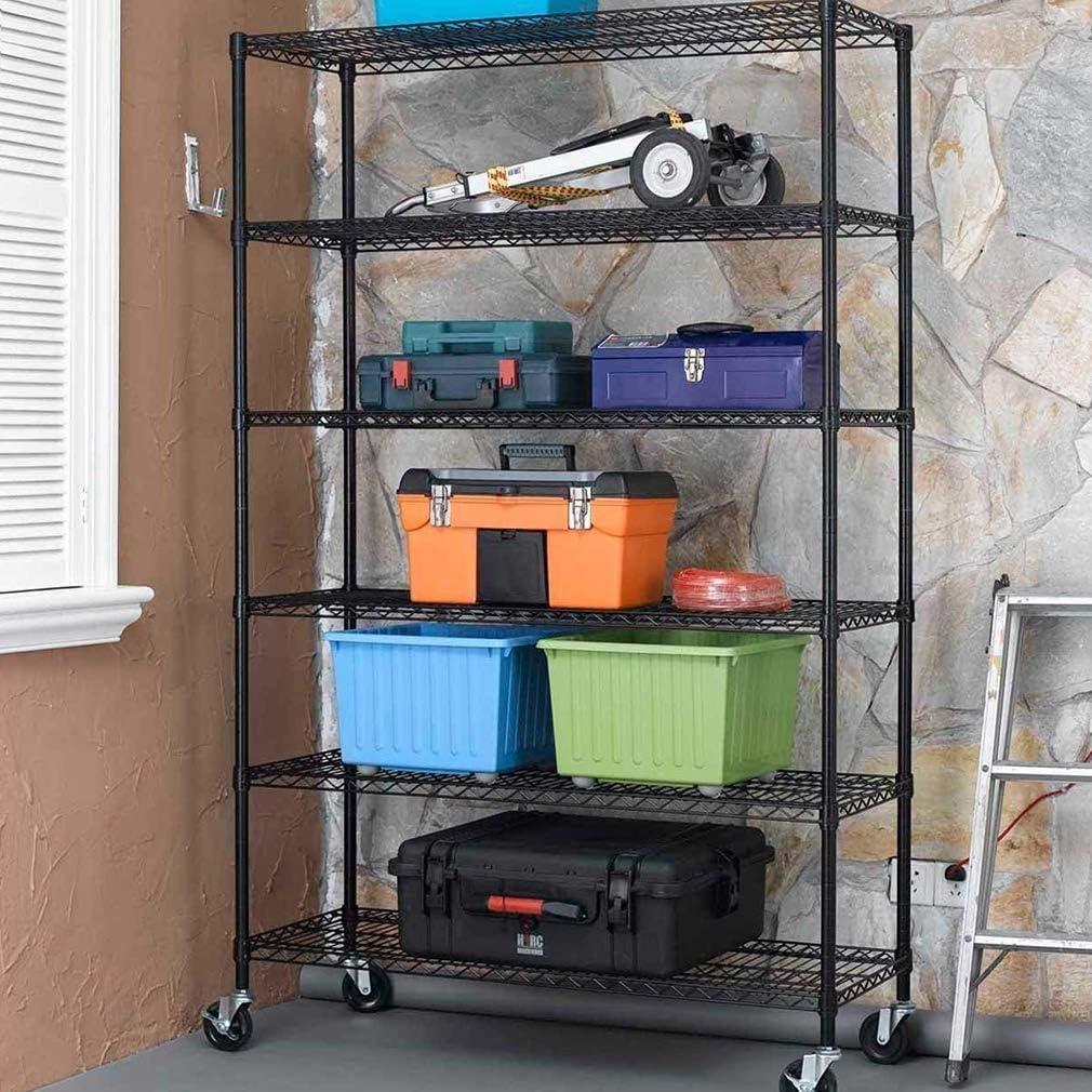 Heavy Duty Black 6-Shelf Adjustable Steel Wire Rack