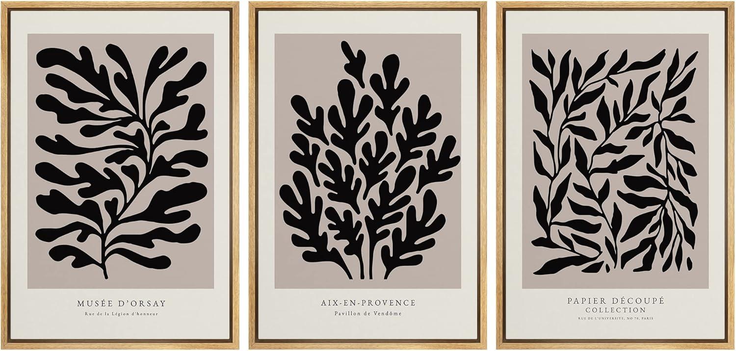 SIGNLEADER " Papier Decoupe Collection French Retro Art Decor Flower Plants " by Henri Matisse 3 - Pieces