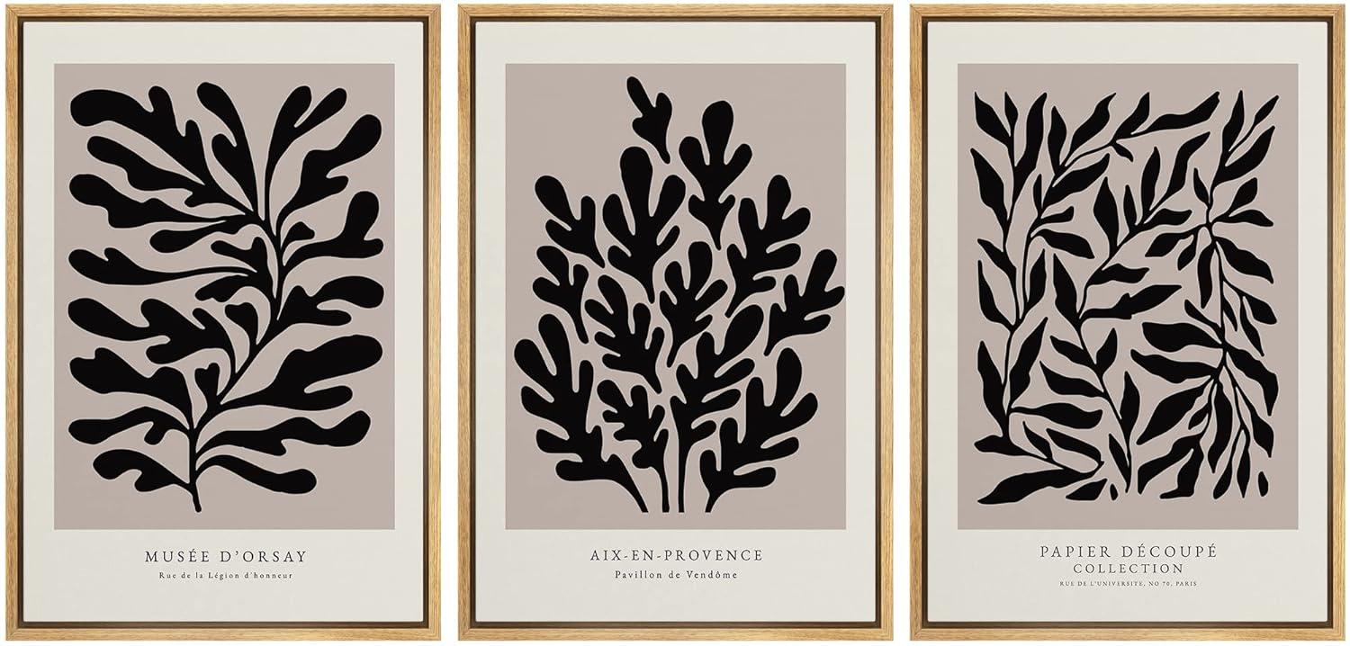 SIGNLEADER " Papier Decoupe Collection French Retro Art Decor Flower Plants " by Henri Matisse 3 - Pieces