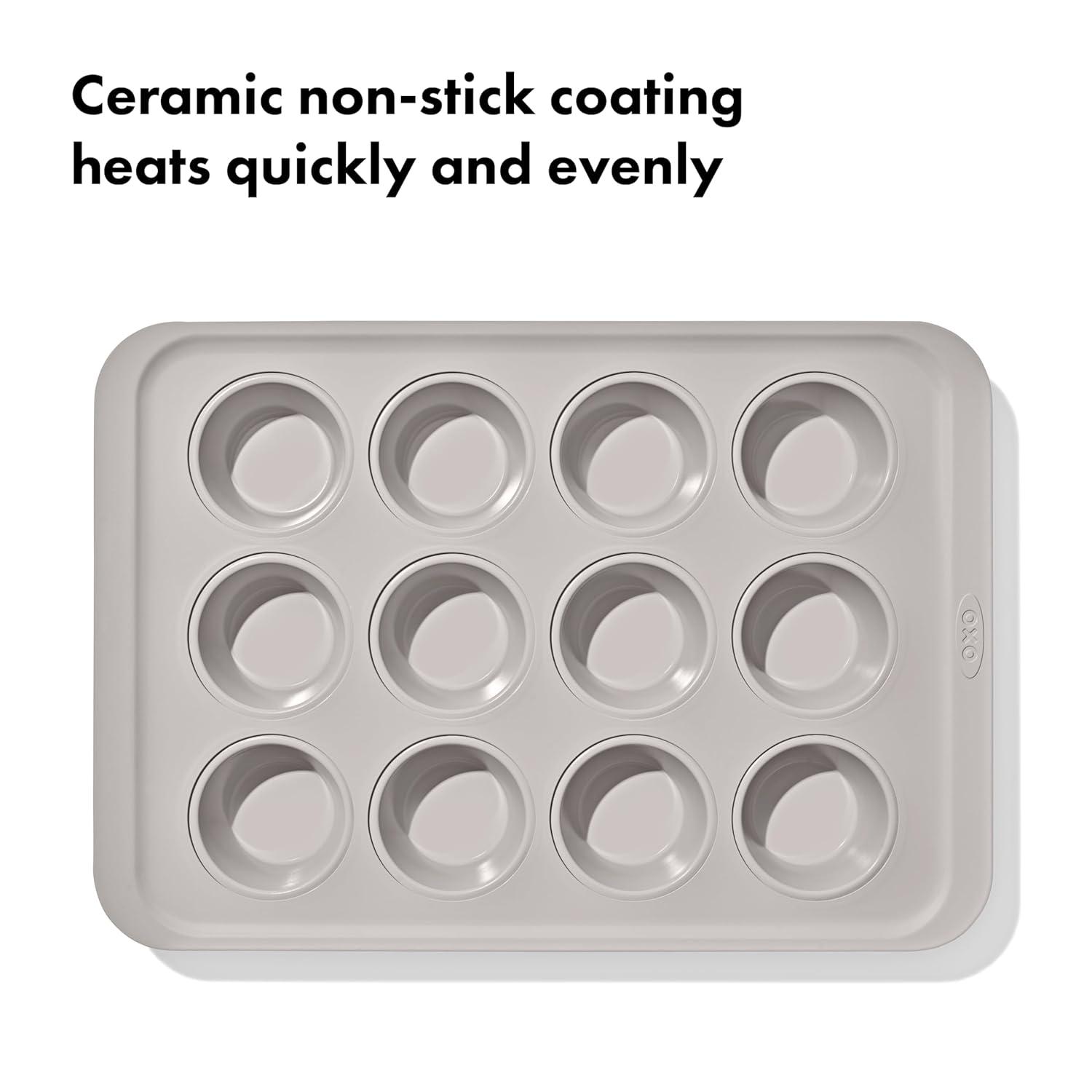 OXO Good Grips Non-Stick Pro Ceramic Coated Metal Bakeware 12 Cup Muffin Pan – Biscuit