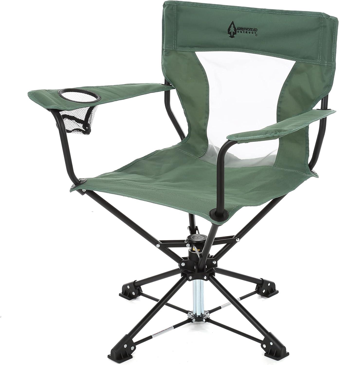 Green 360° Swivel Hunting Chair with Armrests and Mesh