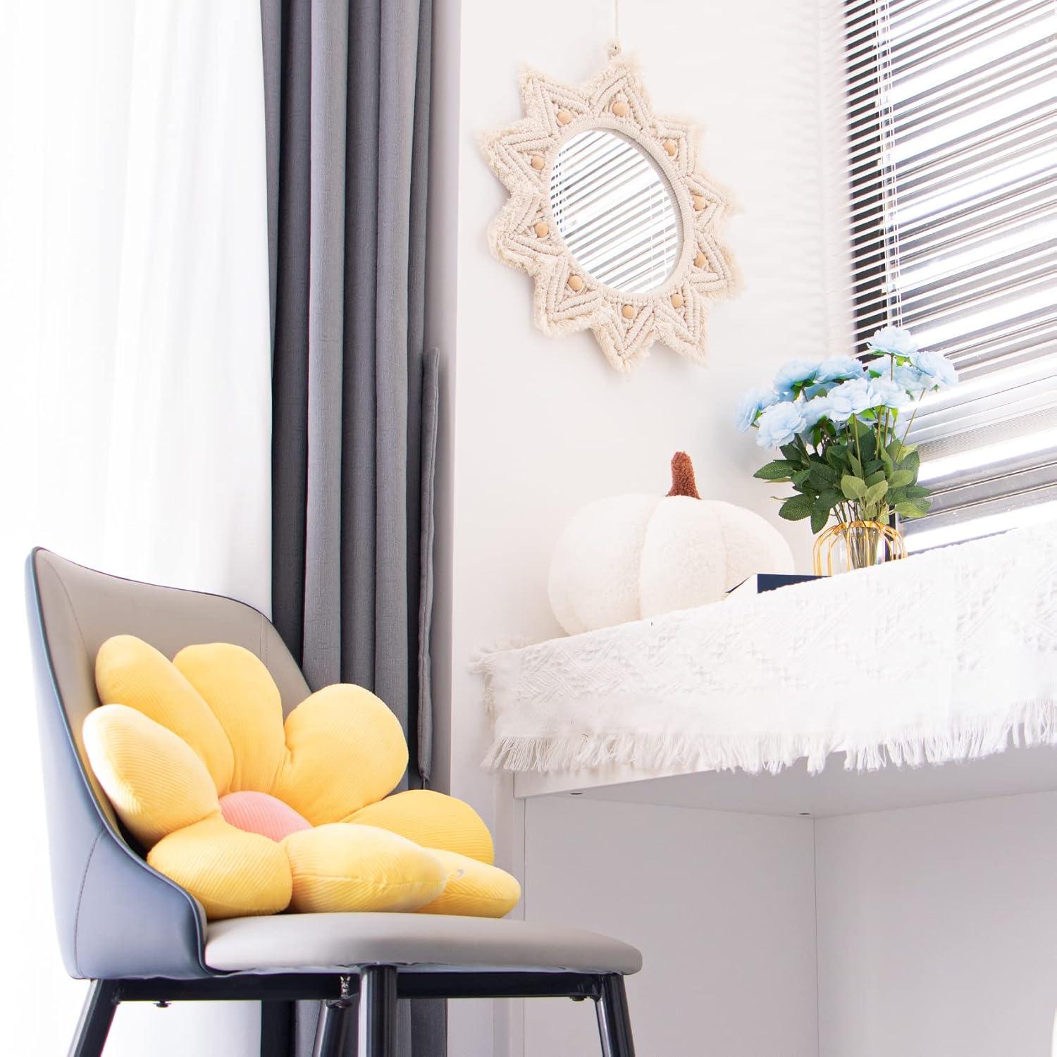 Boho Wall Decor Mirror Macrame Circle Hanging Mirror for Bedroom Living Room Apartment Entryway Home Decor