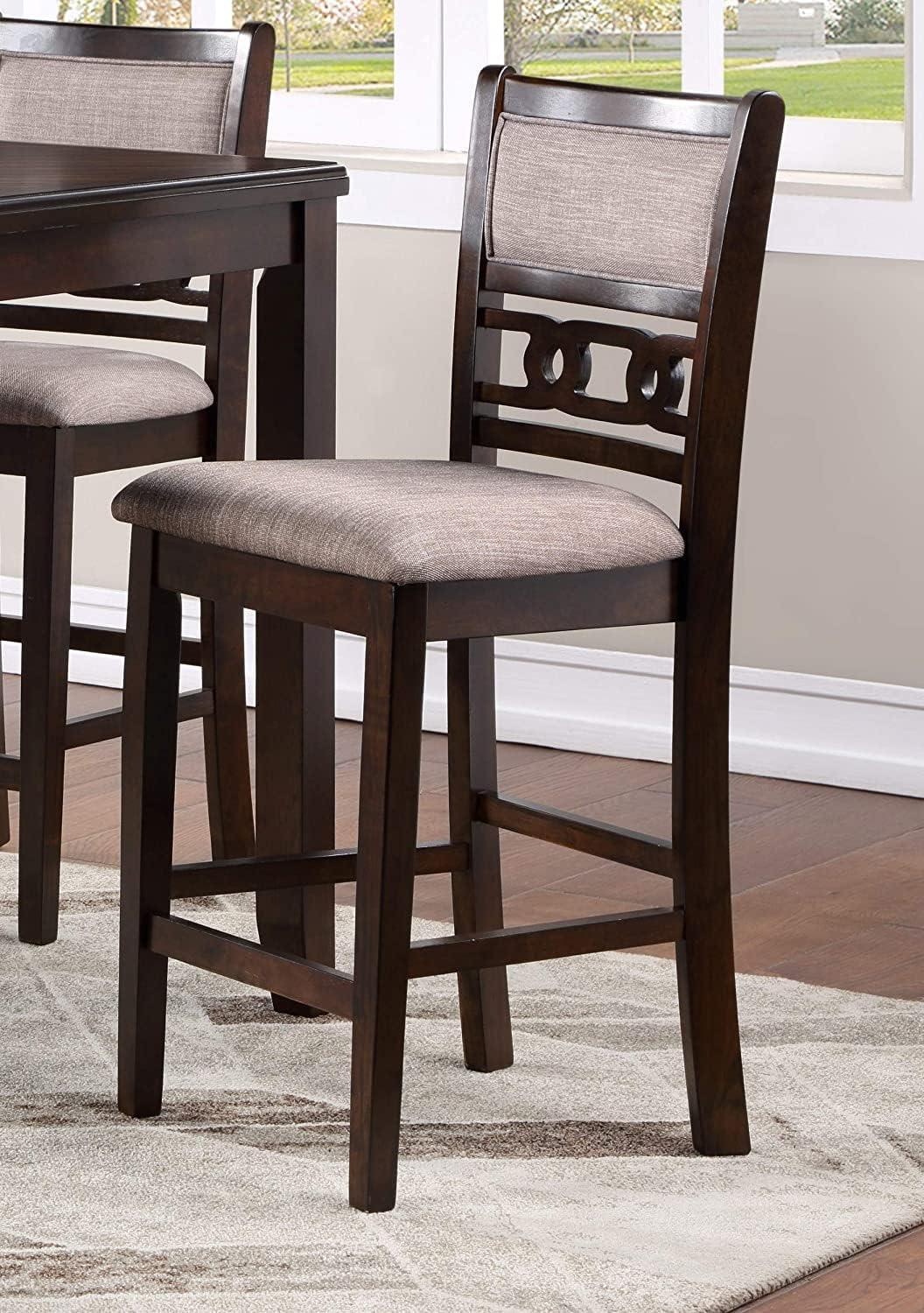 New Classic Furniture Gia Solid Wood Counter Chair in Cherry Brown (Set of 2)