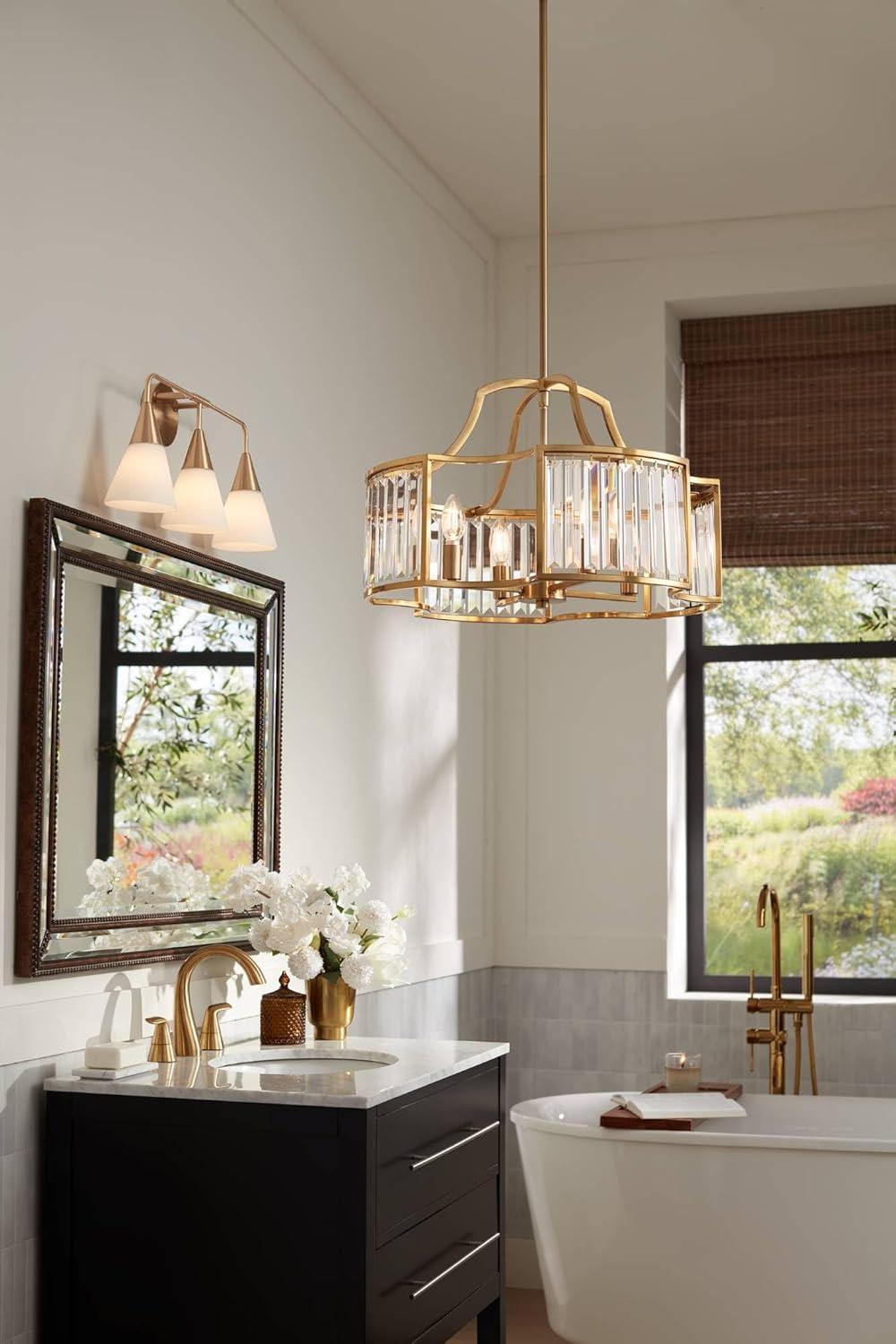 Possini Euro Design Possini Euro Amie 22" 3-Light Warm Brass and Opal Glass Bath Light