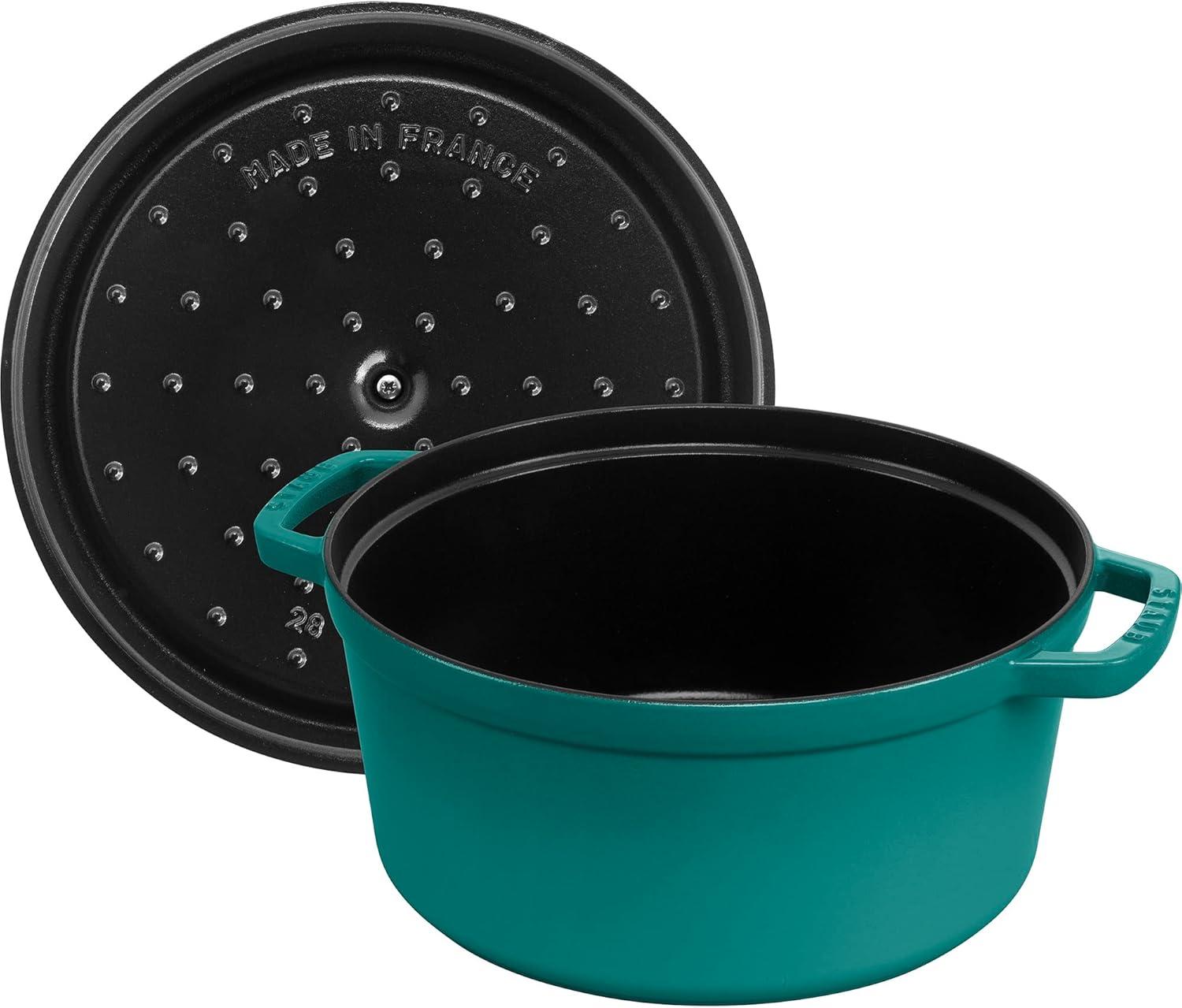 Staub Cast Iron 7-qt Round Cocotte - Turquoise