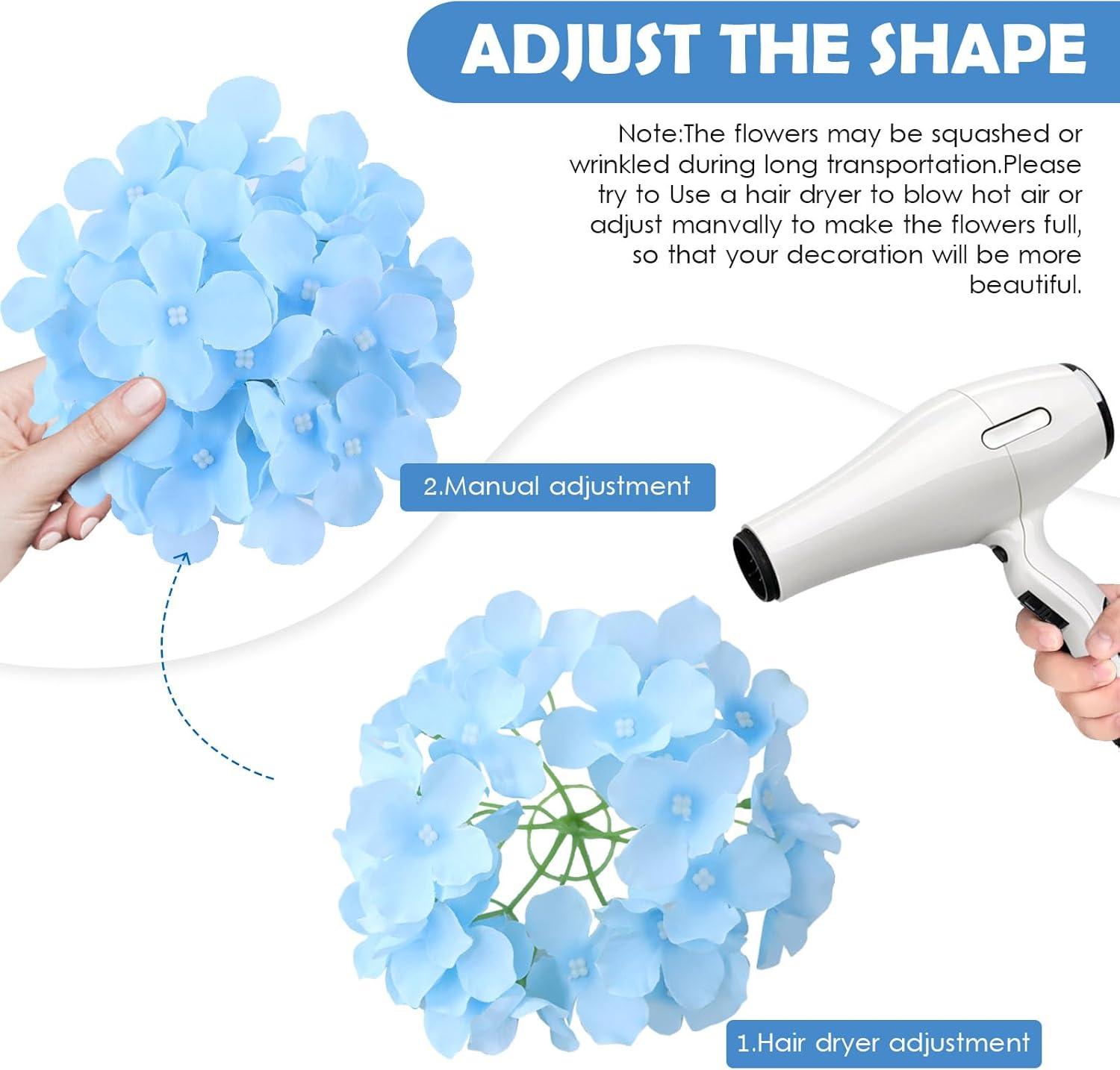 TITOUMI Hydrangea Silk Flowers Heads Blush Pack of 10 Full Hydrangea Flowers Artificial with Stems for Wedding Home Party Shop Baby Shower Décor