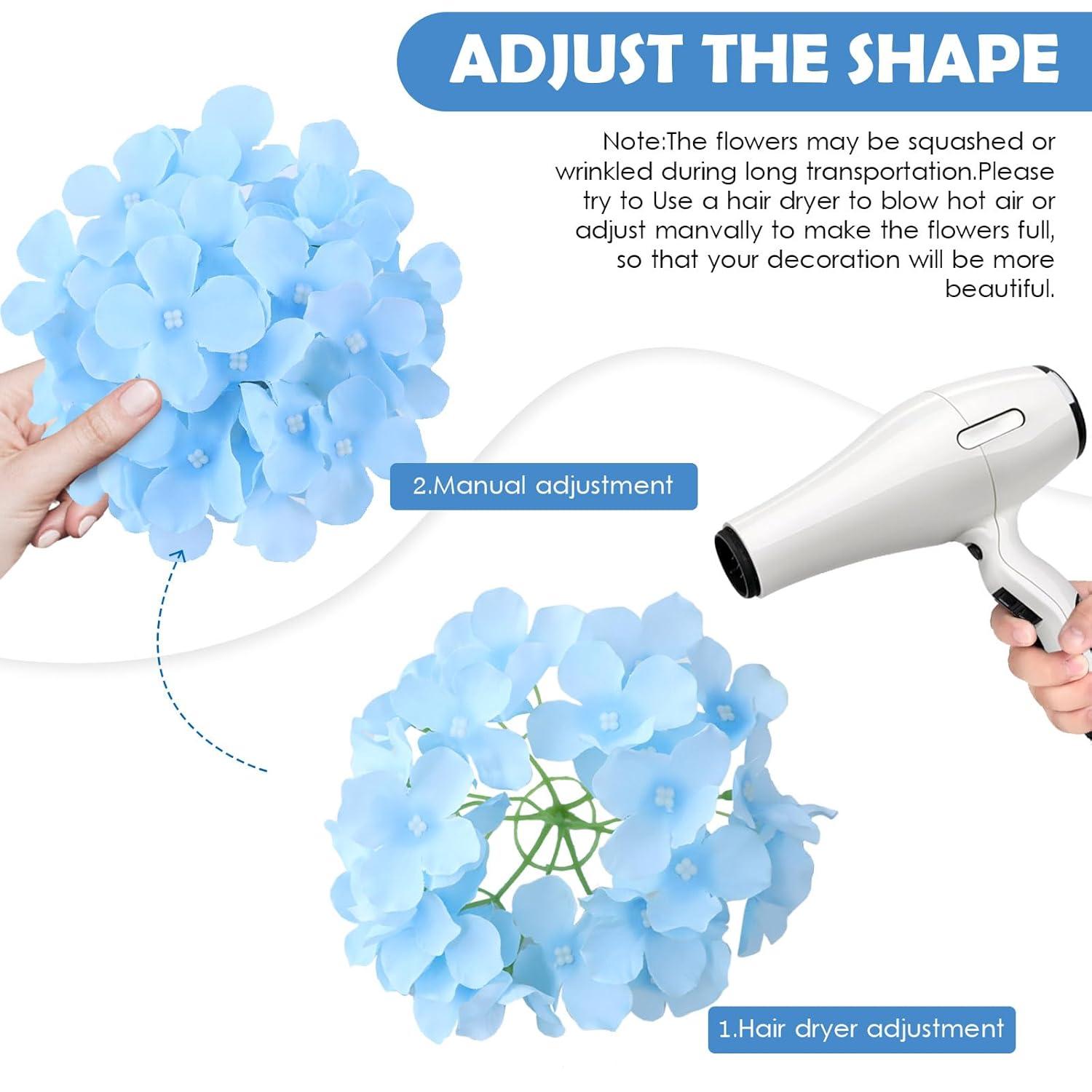 TITOUMI Hydrangea Silk Flowers Heads Blush Pack of 10 Full Hydrangea Flowers Artificial with Stems for Wedding Home Party Shop Baby Shower Décor