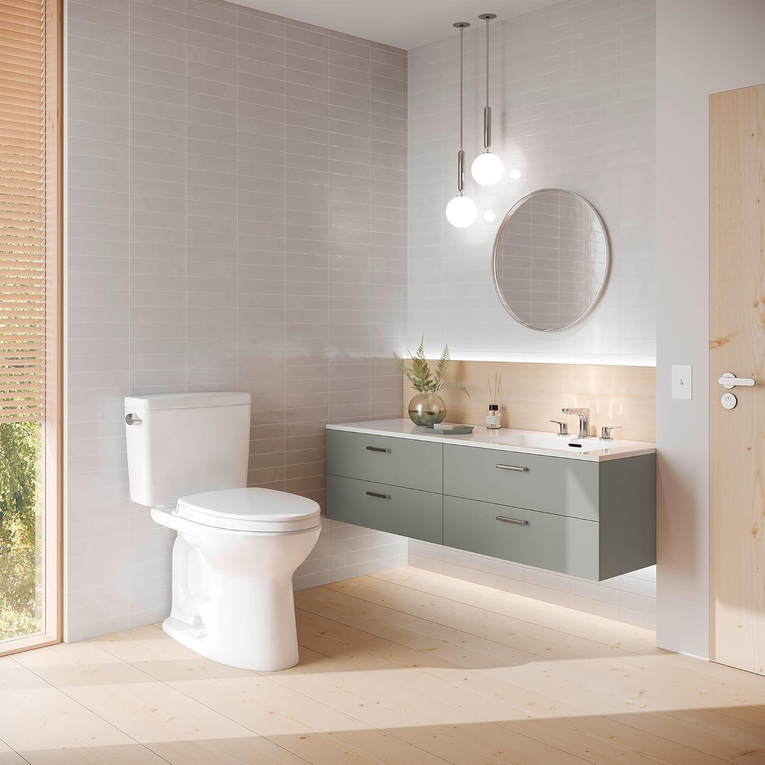 Cotton White Elongated Two-Piece High Efficiency Toilet