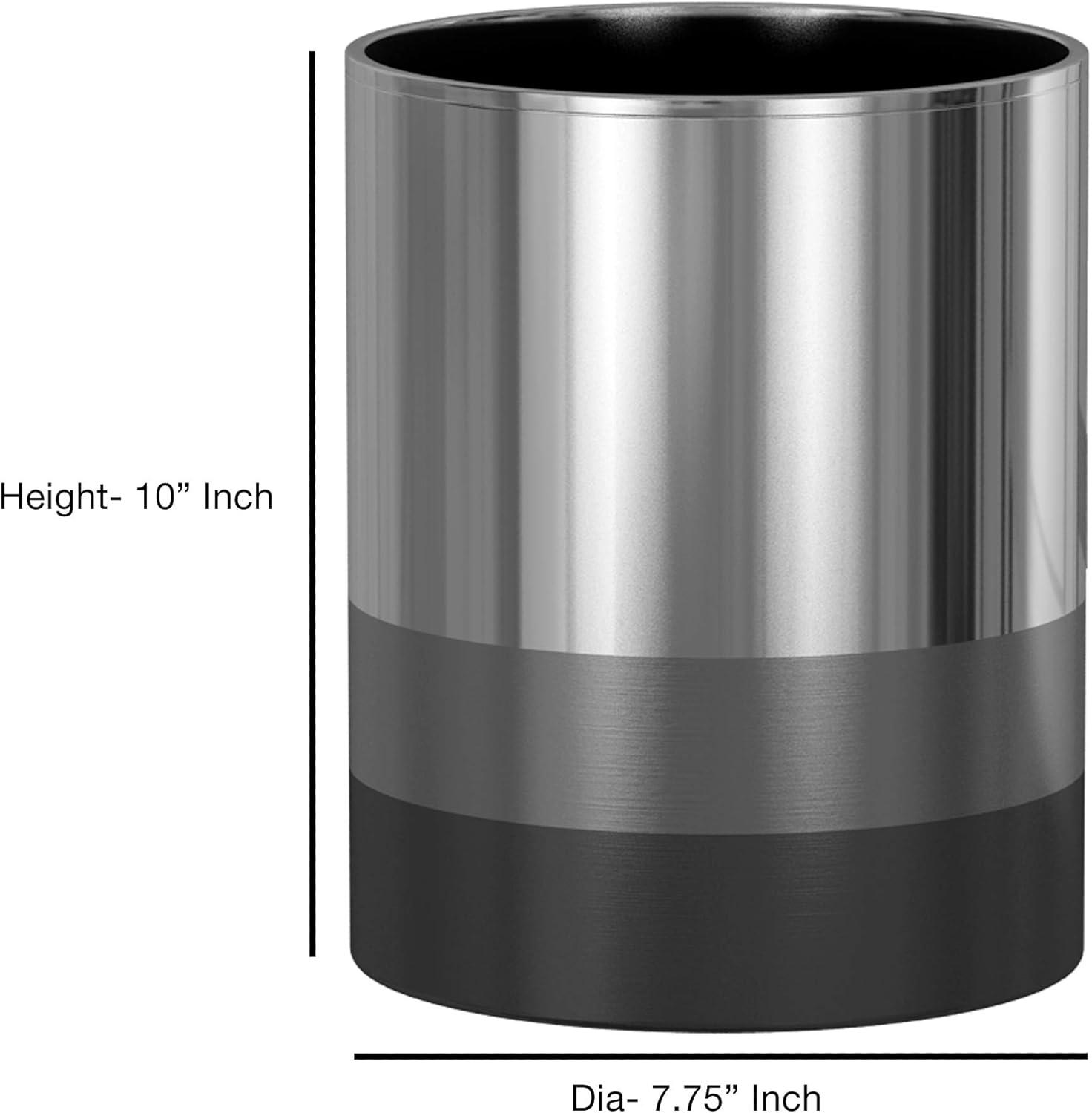 Triune 3-Tone Stainless Steel Bathroom Wastebasket, 10.5" High