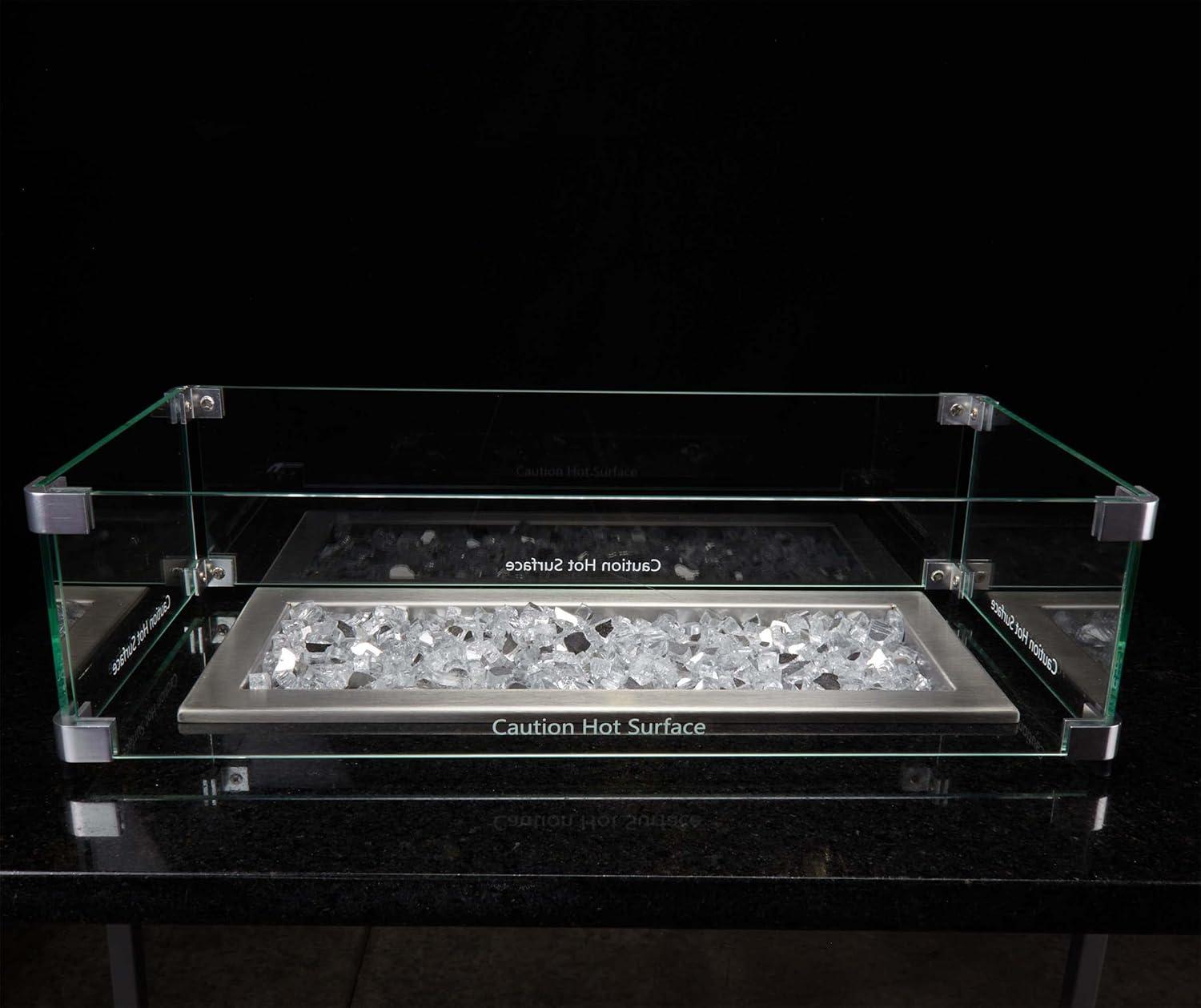 Celestial Fire Glass Rectangle Fire Pit Wind Guard