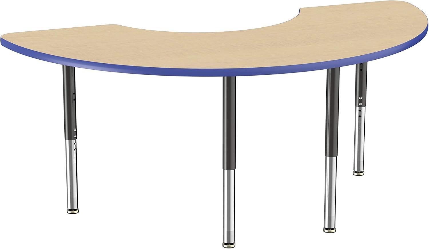36" x 72" Half Moon T-Mold Activity Table with Adjustable Legs