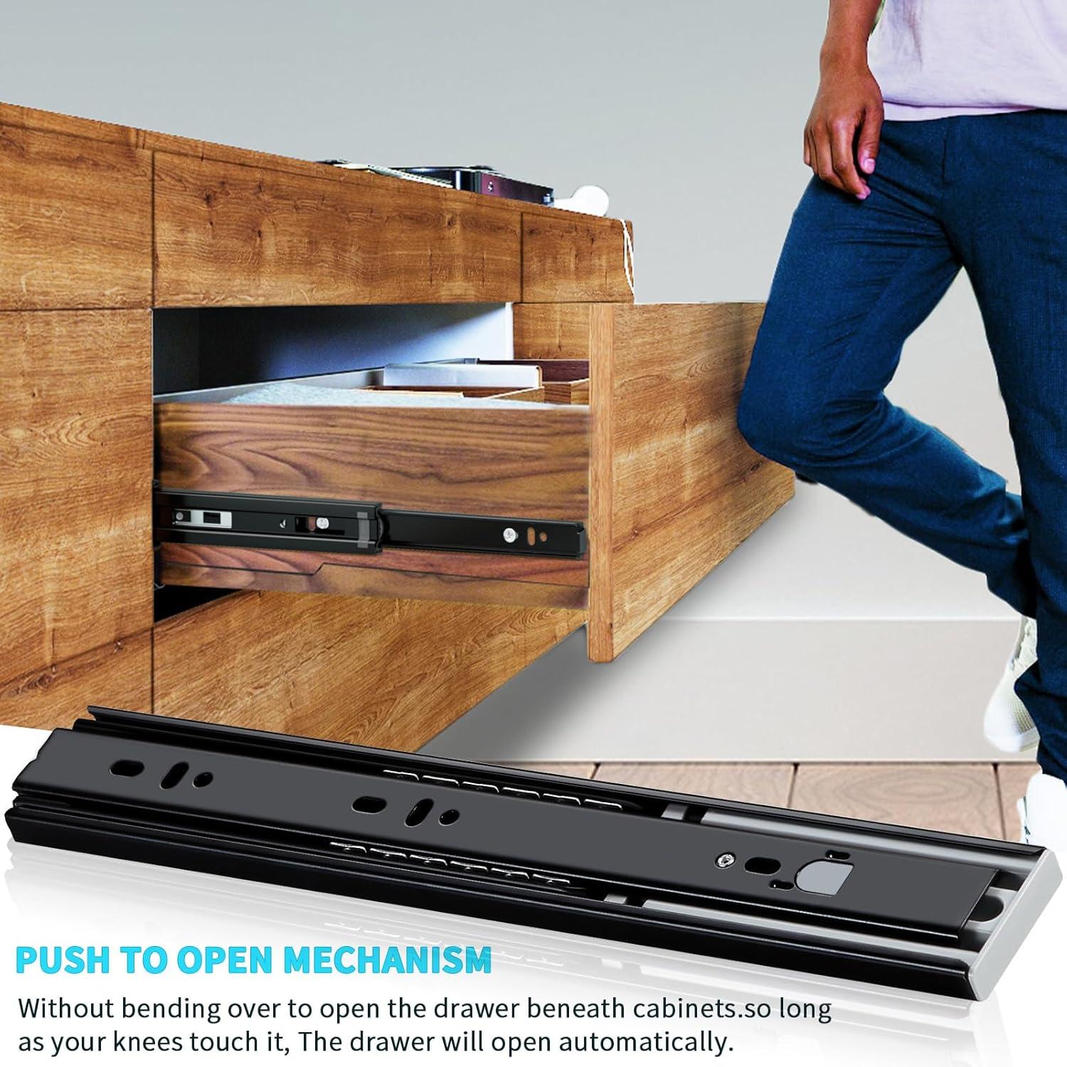 Push to Open Black Steel Ball Bearing Drawer Slides