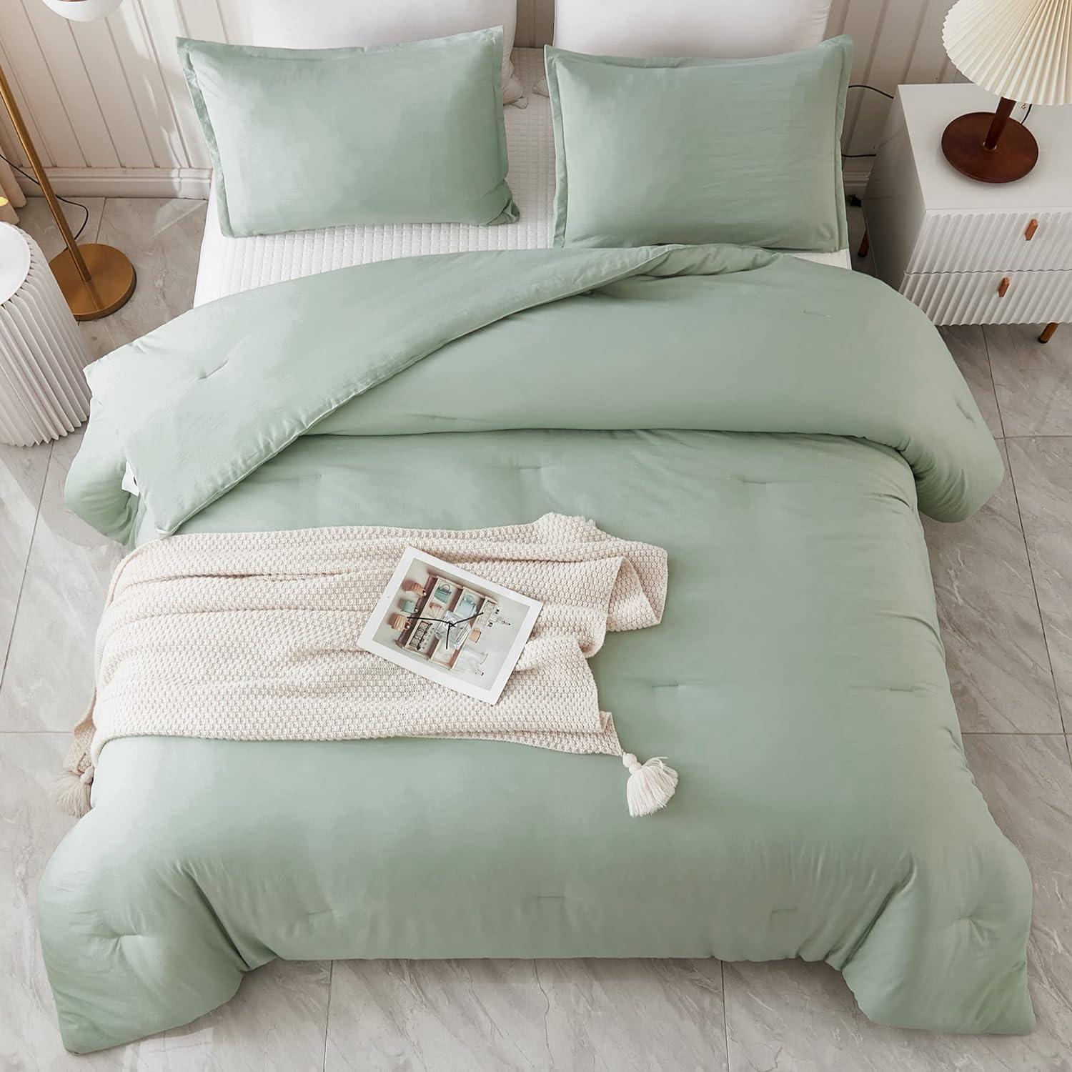 Solid Bedding Set Sage Green - 3 Piece - King