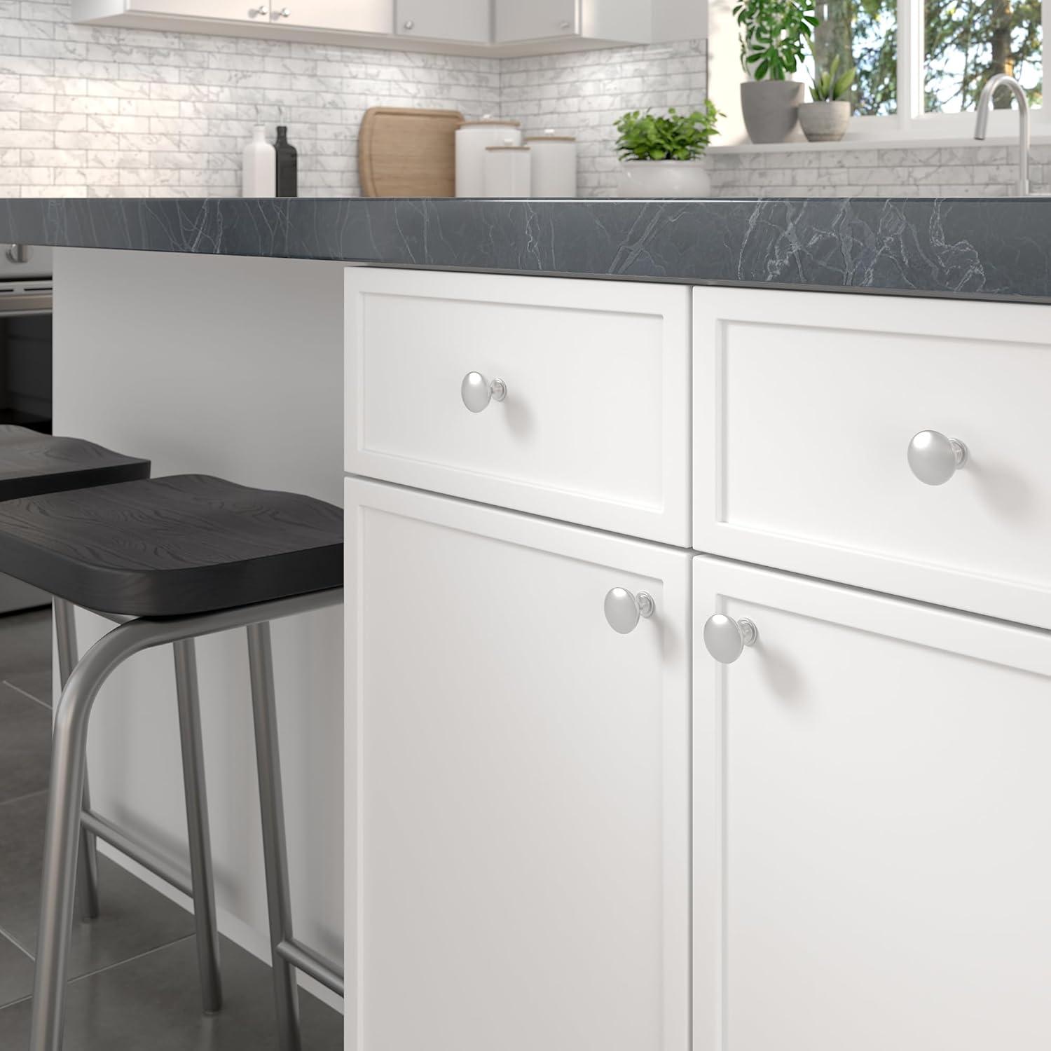 Richelieu Hardware 1-1/5 in. (30 mm) Brushed Nickel Cabinet Knob (10 per Pack)