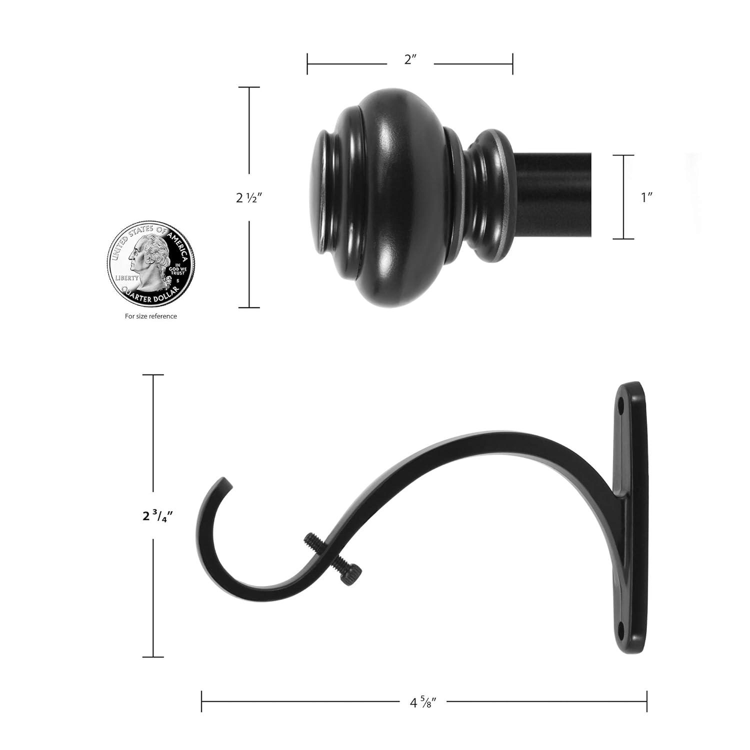 Decopolitan Urn Single Rod Set, 72-144-Inch, Antique Black