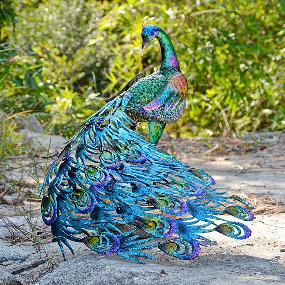 Colorful Metal Peacock Yard Art Sculpture for Outdoor Decoration