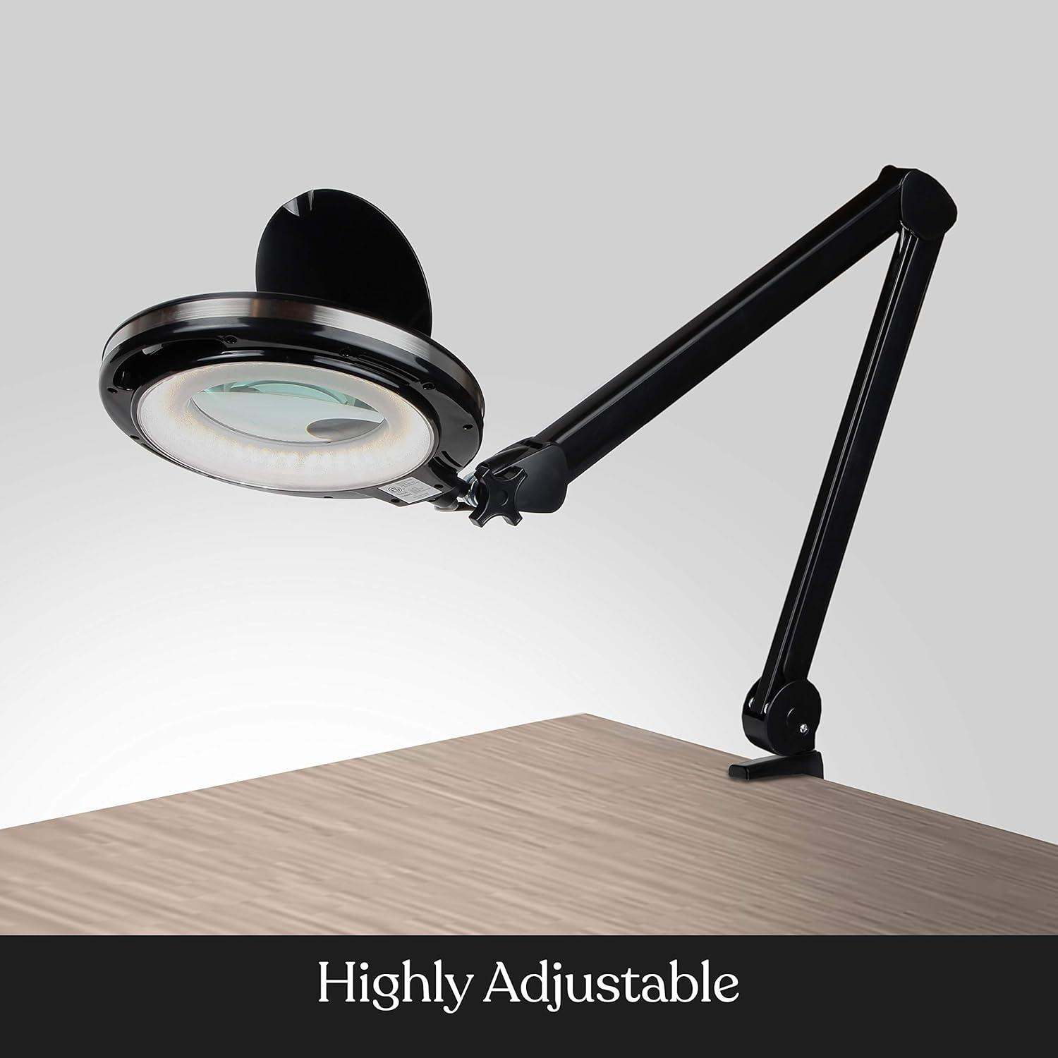 Brightech Lightview Pro 33 in. Adjustable Swing Arm Integrated 2.25X Magnifying Dimmable LED Desk Clamp Lamp