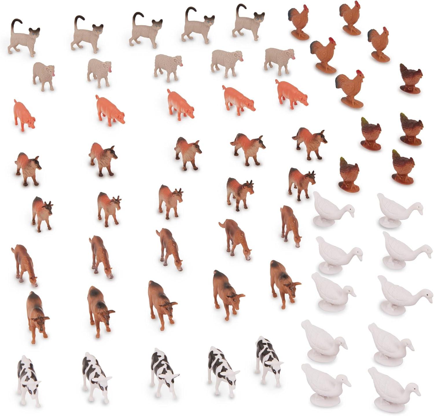 Terra by Battat – 60pcs Farm Animals Toy Tube – Mini Plastic Barnyard Animal Figurines for Kids – Includes Cow, Pig, Goat, Sheep & More – Educational Playset for Toddlers Ages 3+