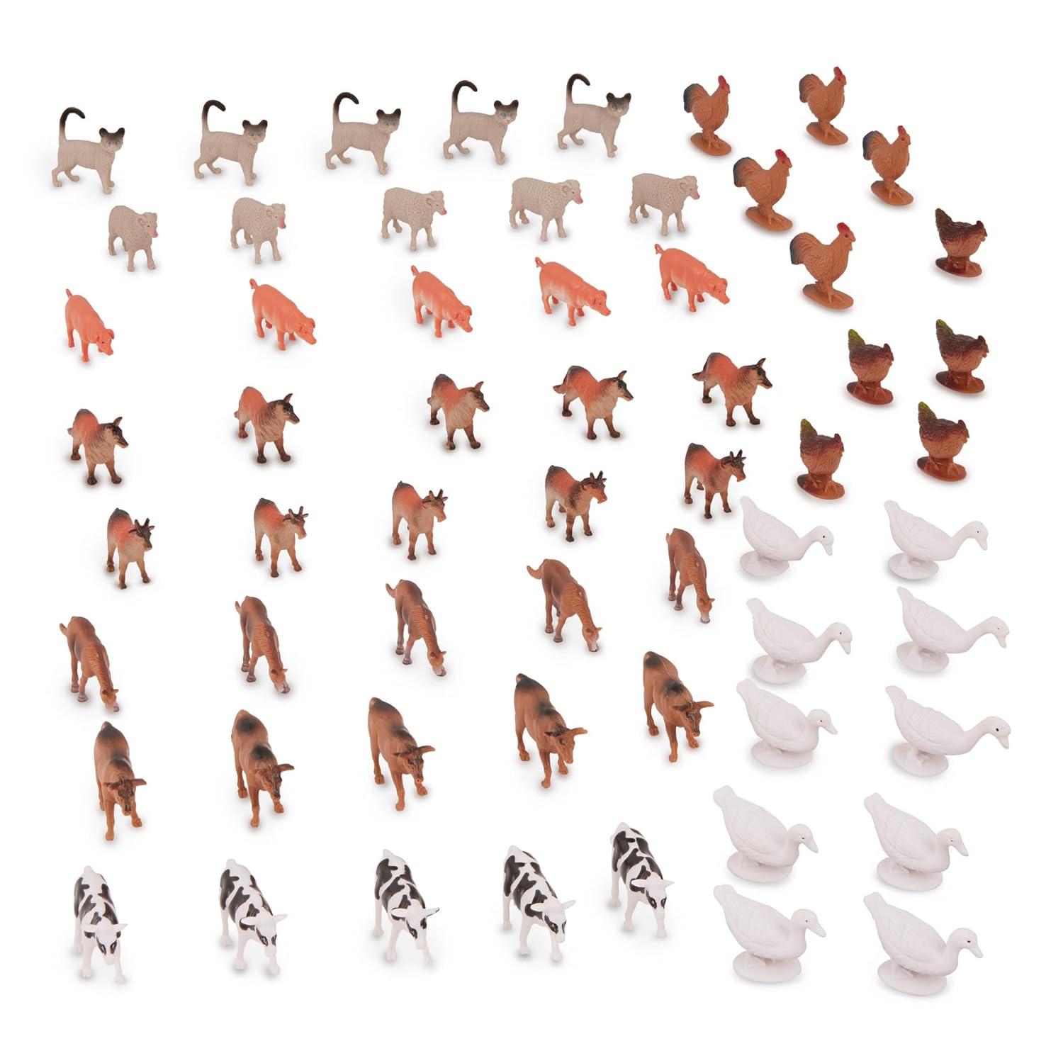 Terra by Battat – 60pcs Farm Animals Toy Tube – Mini Plastic Barnyard Animal Figurines for Kids – Includes Cow, Pig, Goat, Sheep & More – Educational Playset for Toddlers Ages 3+