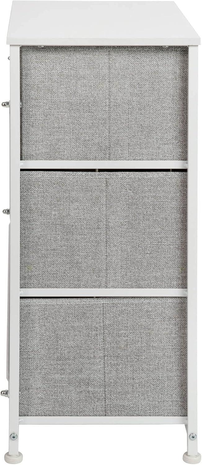 Malone 3 Drawer Vertical Storage Dresser with Wood Top & Fabric Pull Drawers