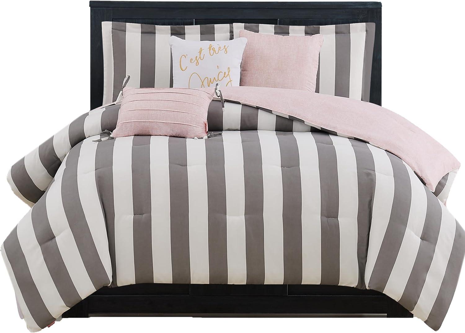 Juicy Couture Cabana Stripe Reversible Comforter Setswith Decorative Pillows