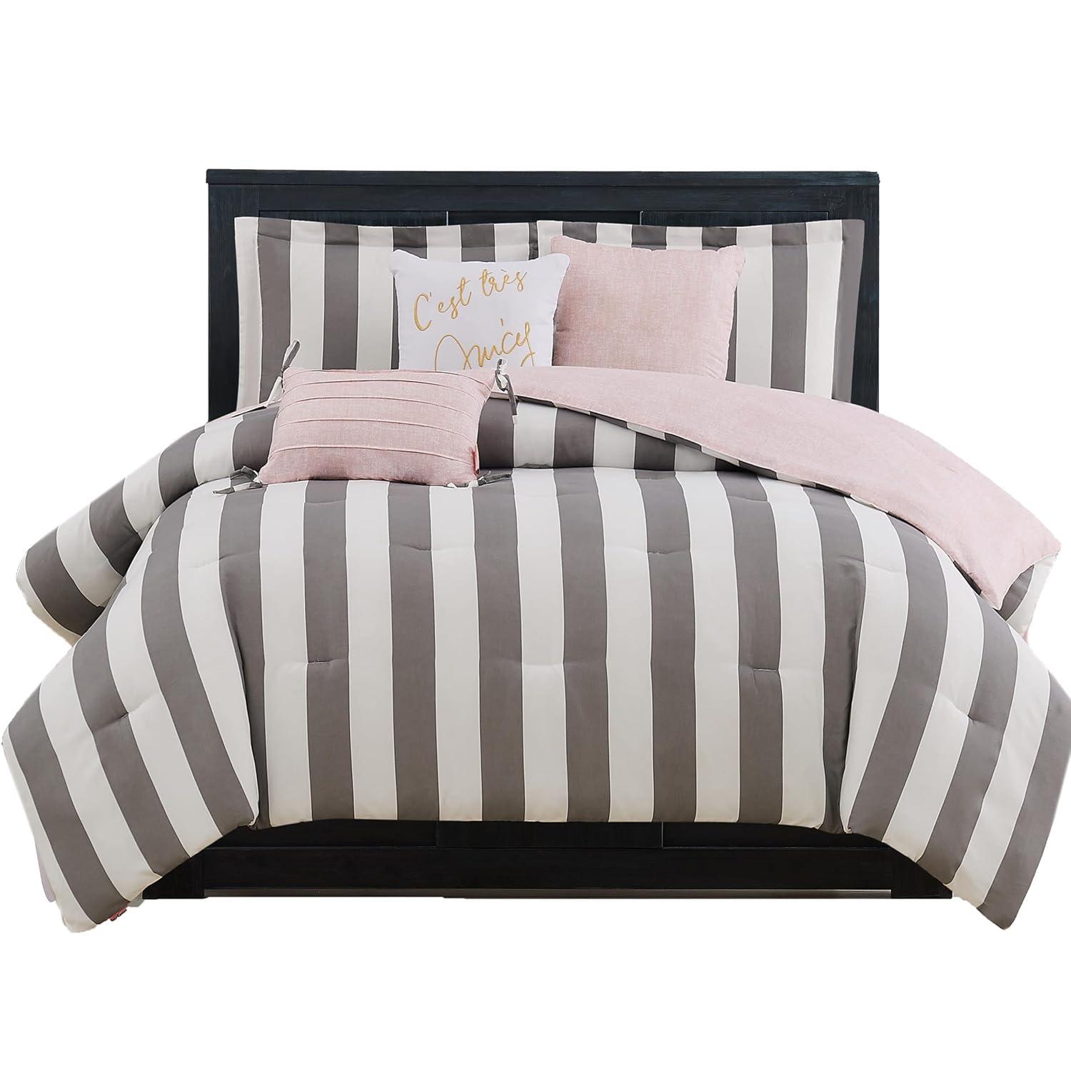 Juicy Couture Cabana Stripe Reversible Comforter Setswith Decorative Pillows