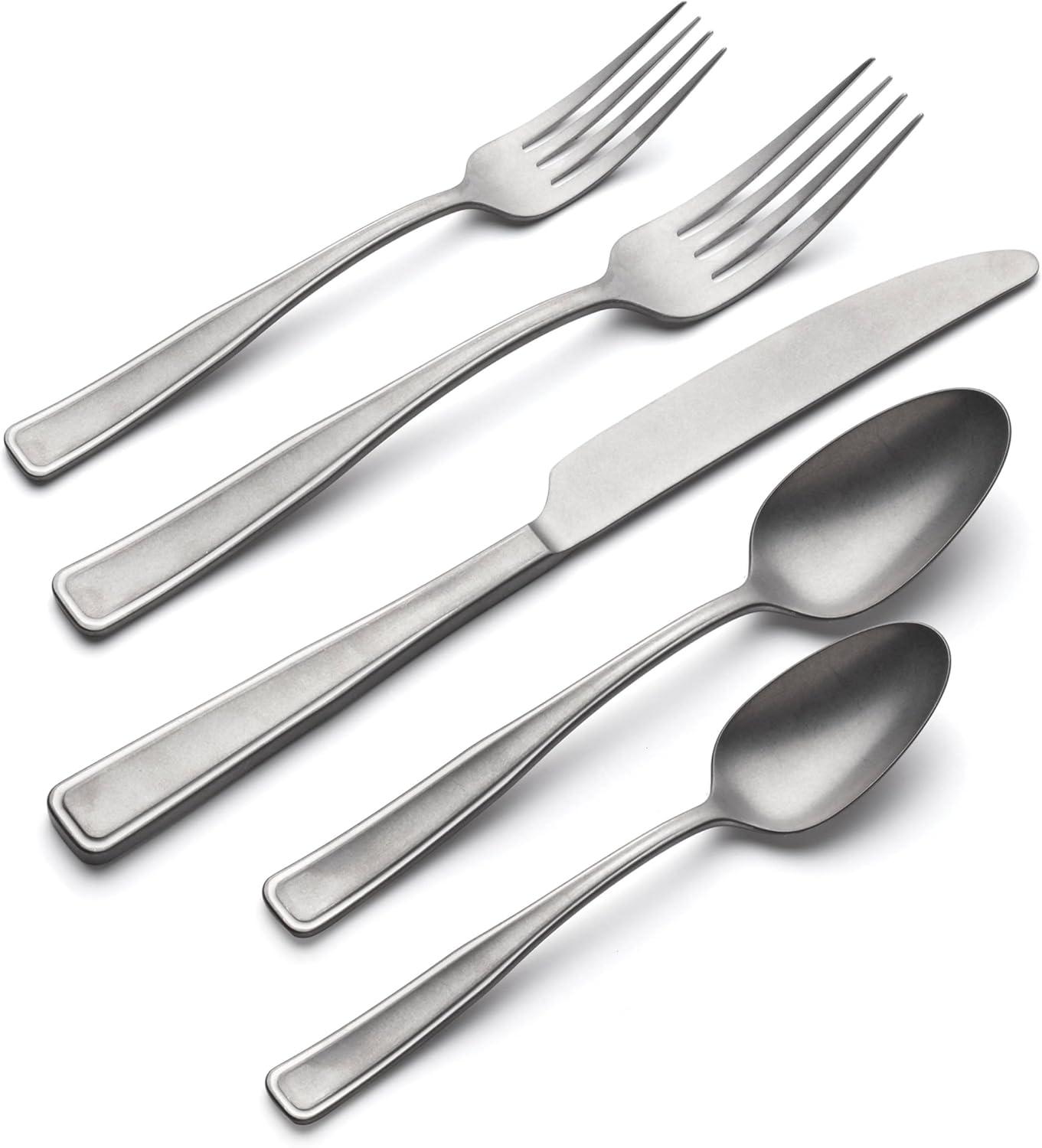 Reid Tumbled Stainless Steel 20 Piece Flatware Set