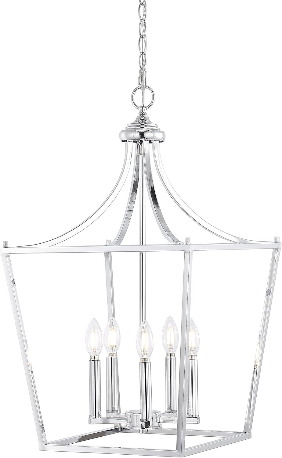 Camden 13" 4-Light Iron Classic Midcentury Pendant Lantern, Chrome