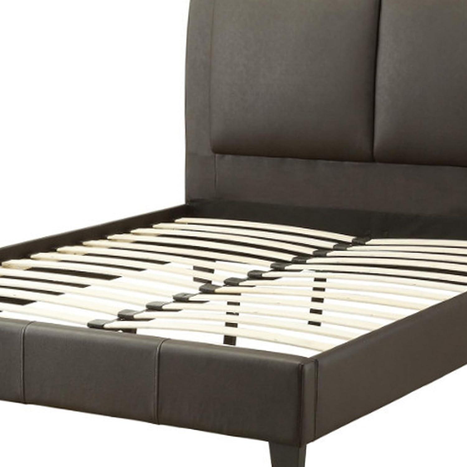 Benjara Elegant Wooden Eastern King Bed With PU Head Board, Brown