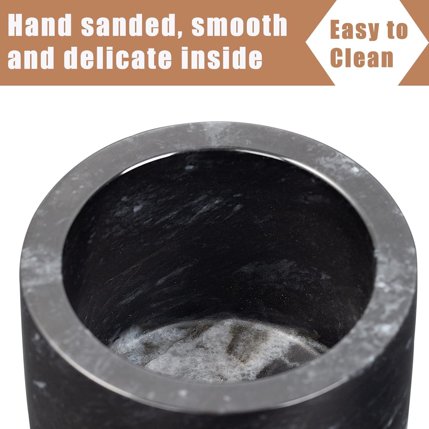 Marble Salt Cellar Set, 2 PCS 11oz Salt and Pepper bowls, Handcrafted from Natural Marble Gift for Mothers Day(White & Black Set)