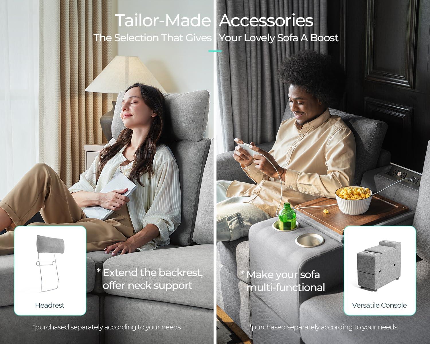 LINSY HOME Modular Couches and Sofas Sectional with Storage, 4 Seat Sectional Sofa for Living Room, L Shaped Sectional Couch with Reversible Chaises, Light Gray