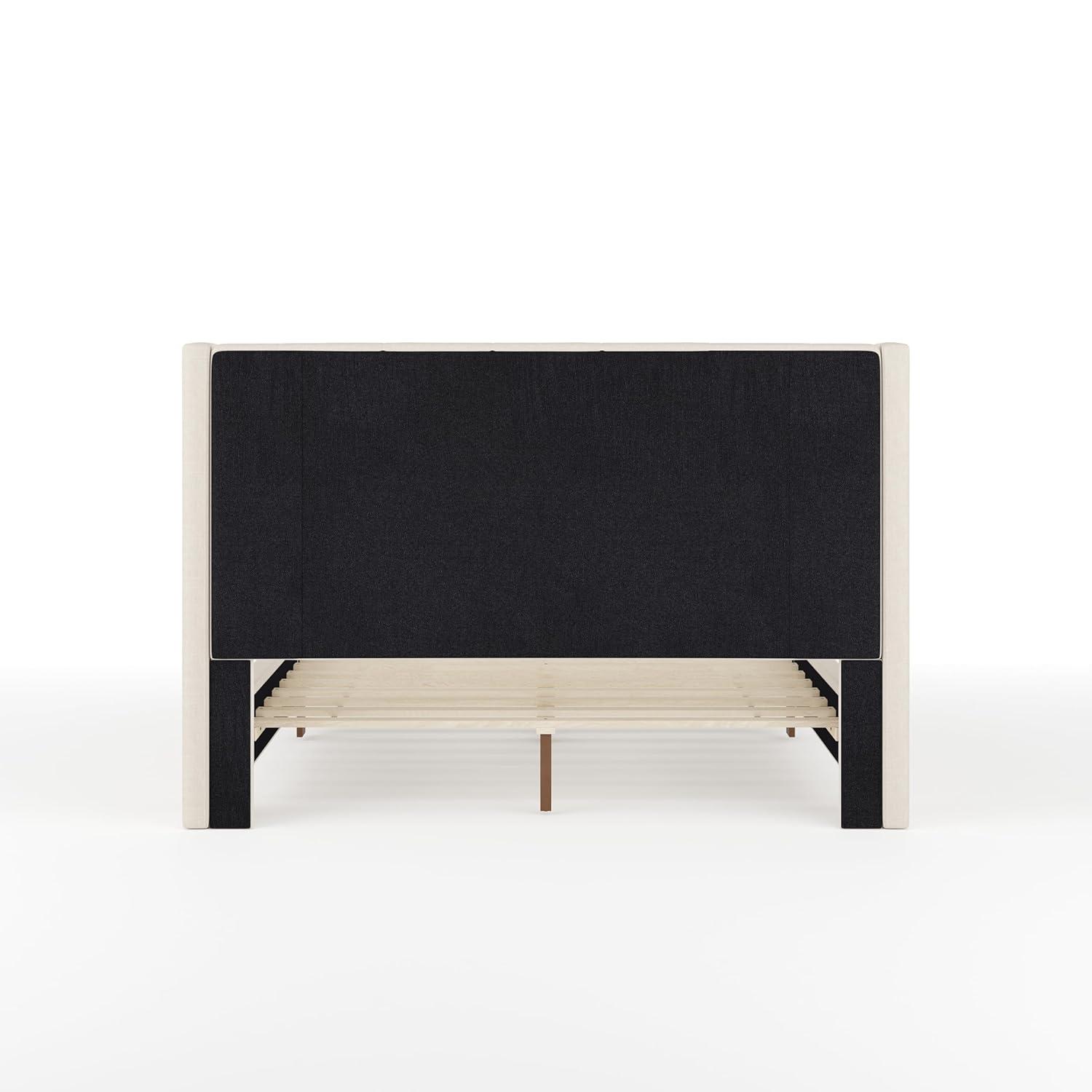 Martha Stewart Martha Stewart Kay Upholstered Platform Bed With Channel Stitched Wingback Headboard