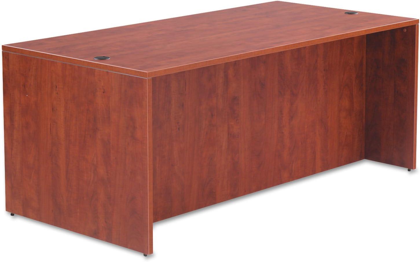 Valencia Medium Cherry Laminate Rectangular Desk with Filing Cabinet