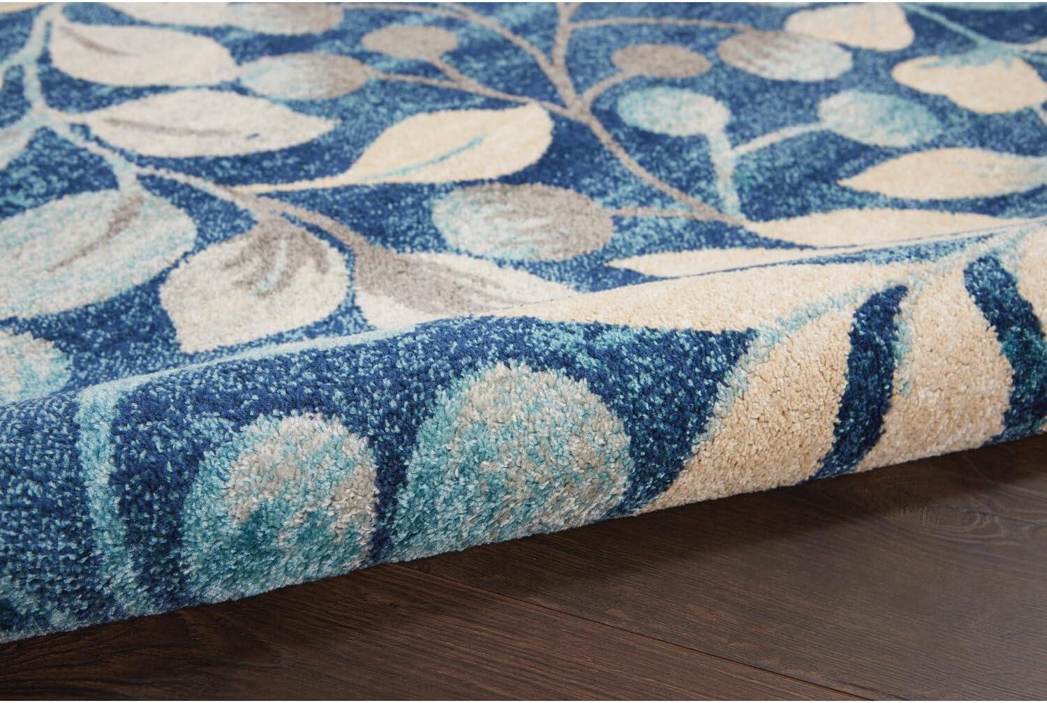 Nourison Tranquil 5'3" X 7'3" (5' x 7') Navy Indoor Area Rug Contemporary Botanical Vine and Bloom by Nourison