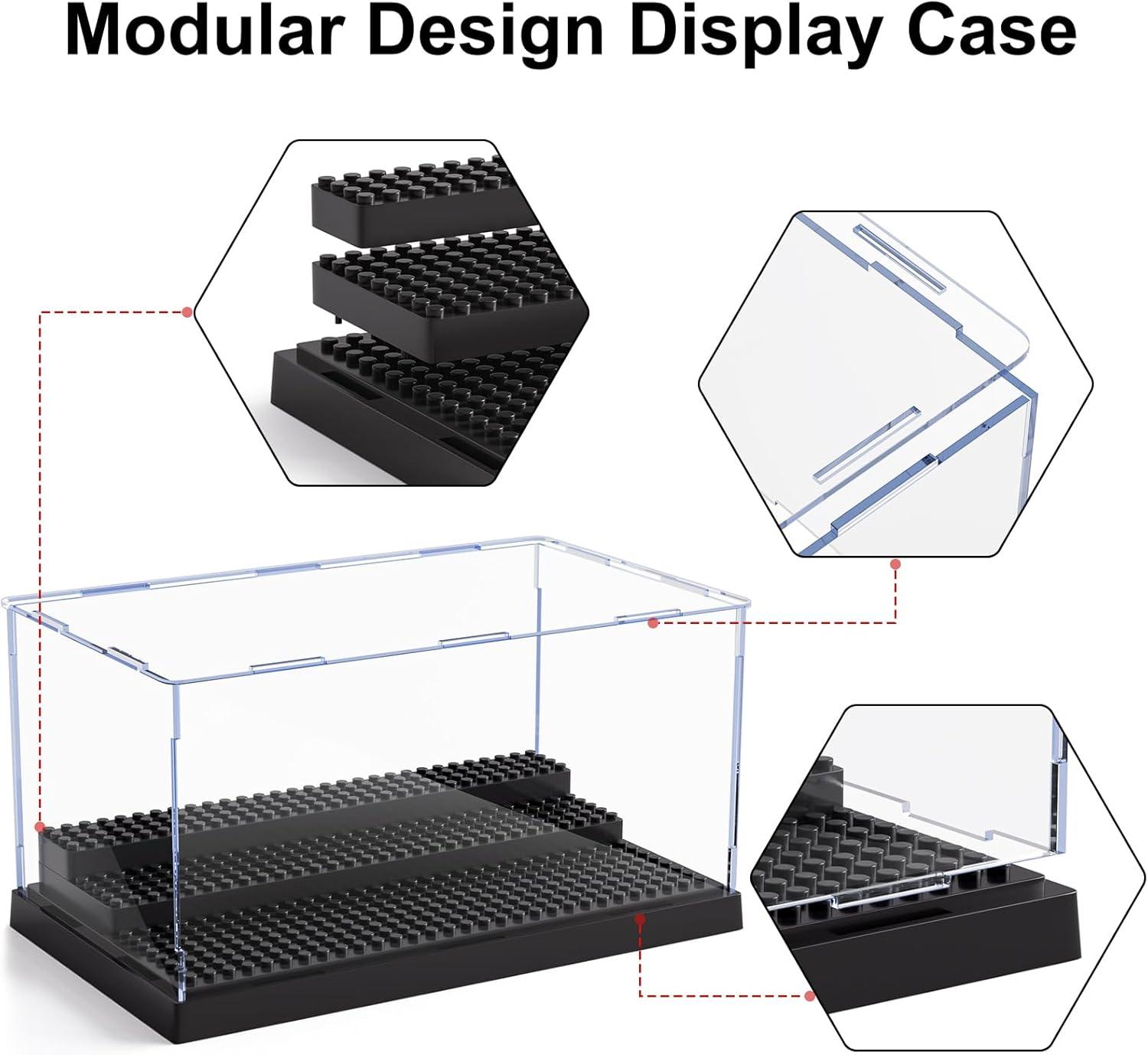 Display Case for Minifigure Action Figures Blocks, Removable Acrylic Display Box Storage for Collection Bricks Blocks Toys Models Minifigures