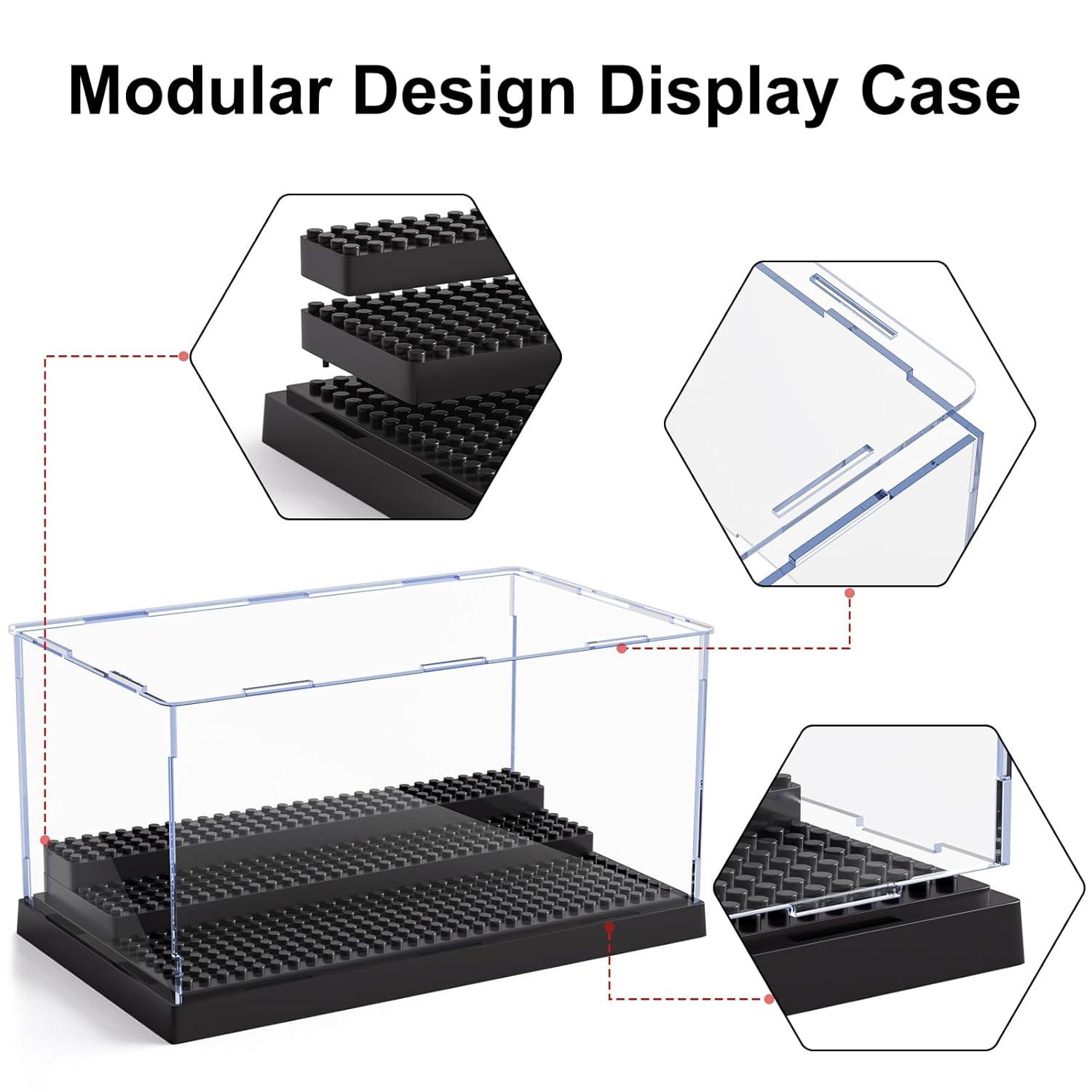 Display Case for Minifigure Action Figures Blocks, Removable Acrylic Display Box Storage for Collection Bricks Blocks Toys Models Minifigures