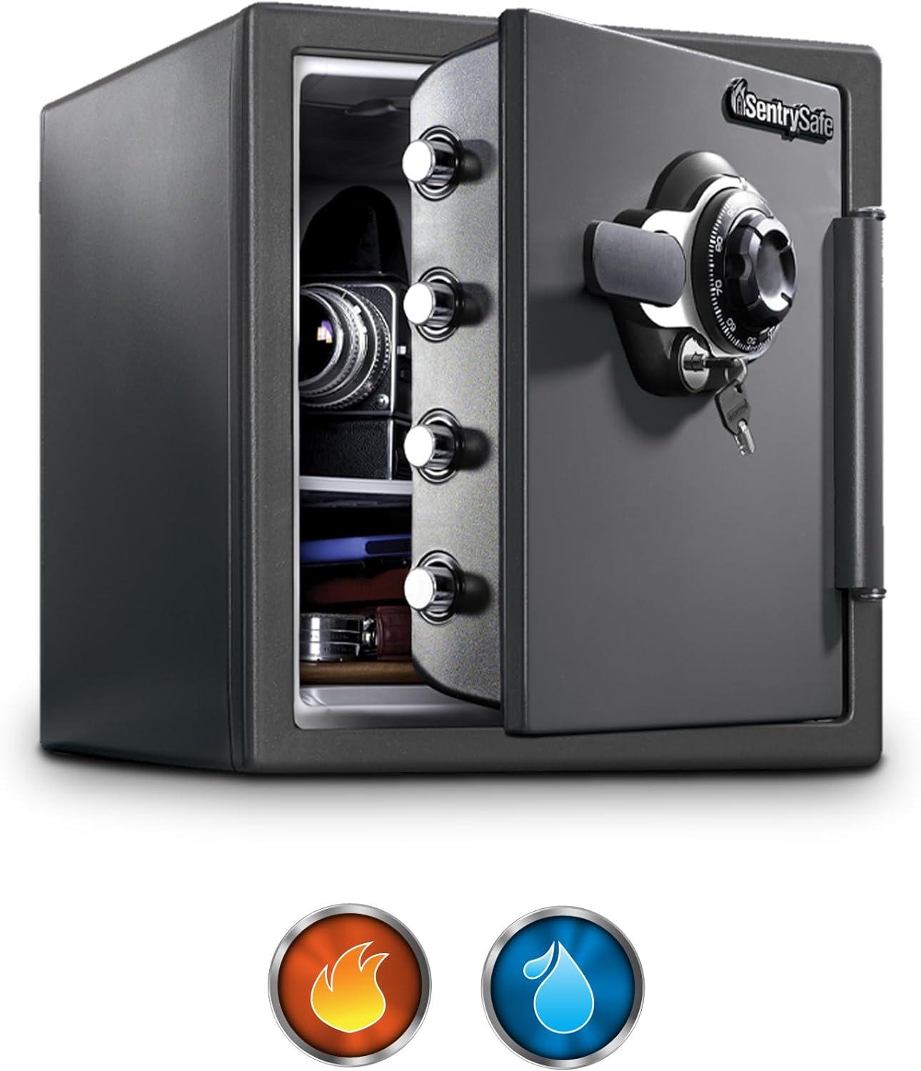 SentrySafe SFW123DSB Fire-Resistant Safe and Water-Resistant Safe with Dial Combination, 1.23 Cu. ft