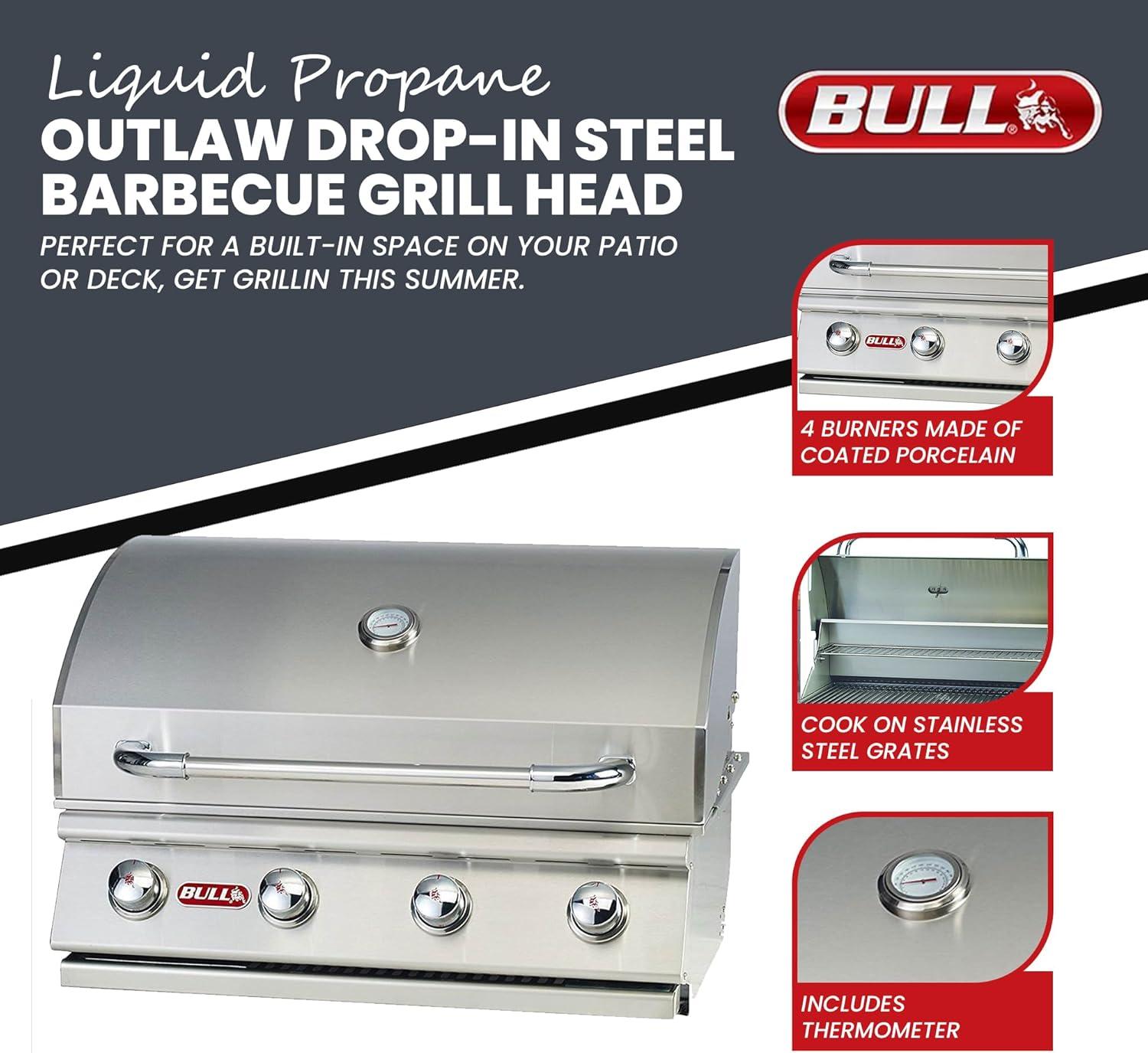 Bull Outdoor Products Liquid Propane Outlaw Drop-In Barbecue Grill Head