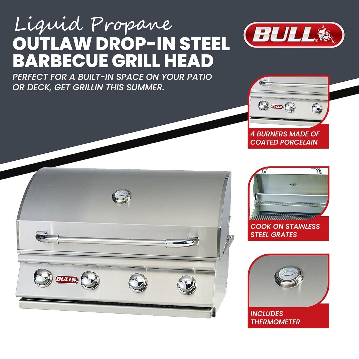 Bull Outdoor Products Liquid Propane Outlaw Drop-In Barbecue Grill Head