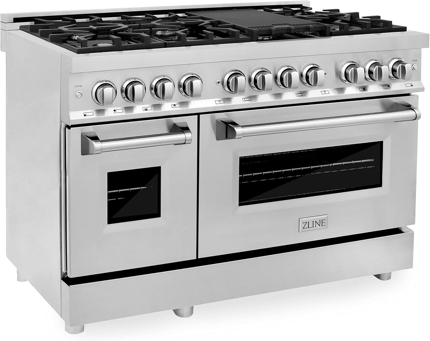 ZLINE 48" Stainless Steel Dual Fuel Range with 7 Burners and Griddle