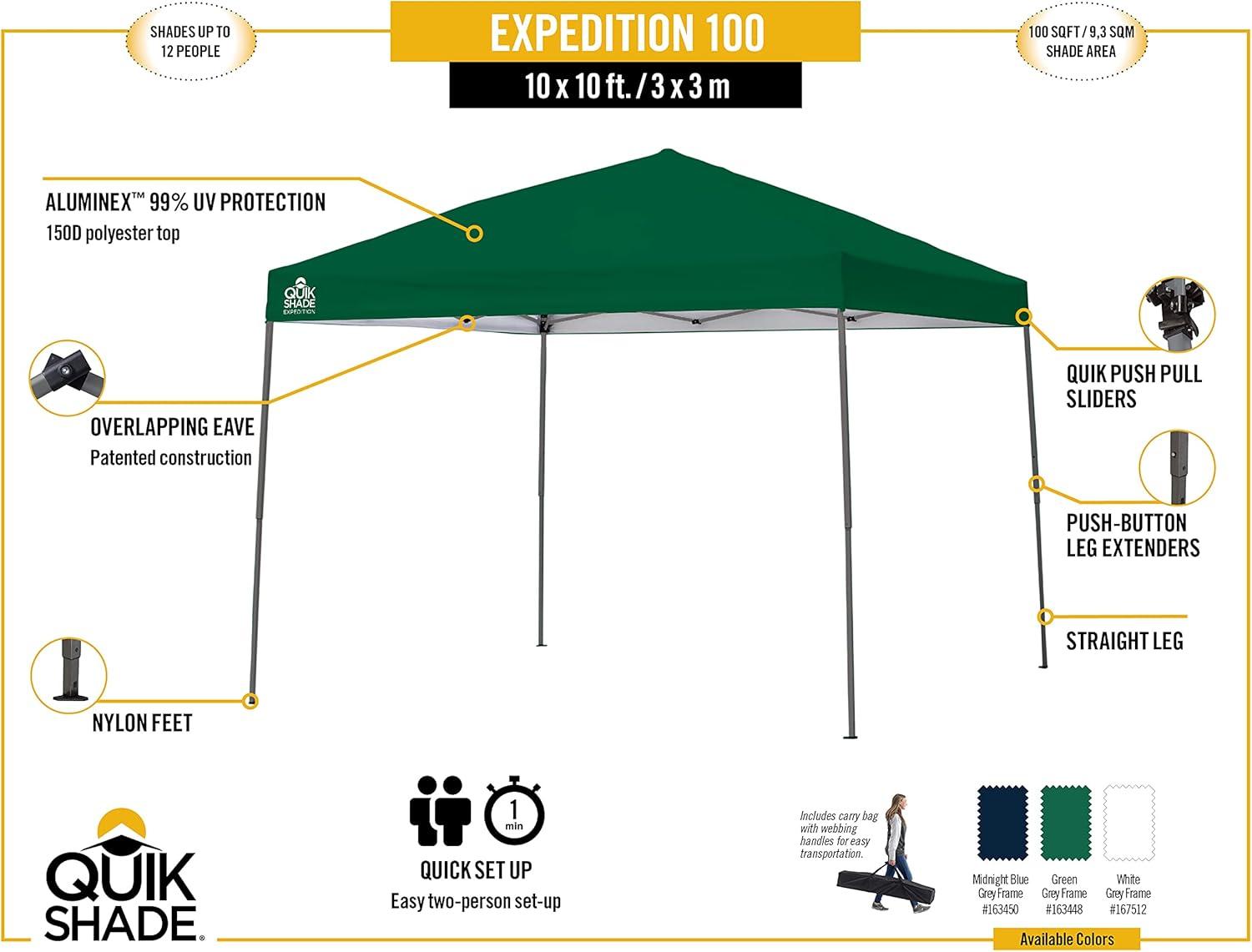 QuikShade Expedition 10 Ft. W x 10 Ft. D Steel Pop-Up Canopy & Reviews | Wayfair